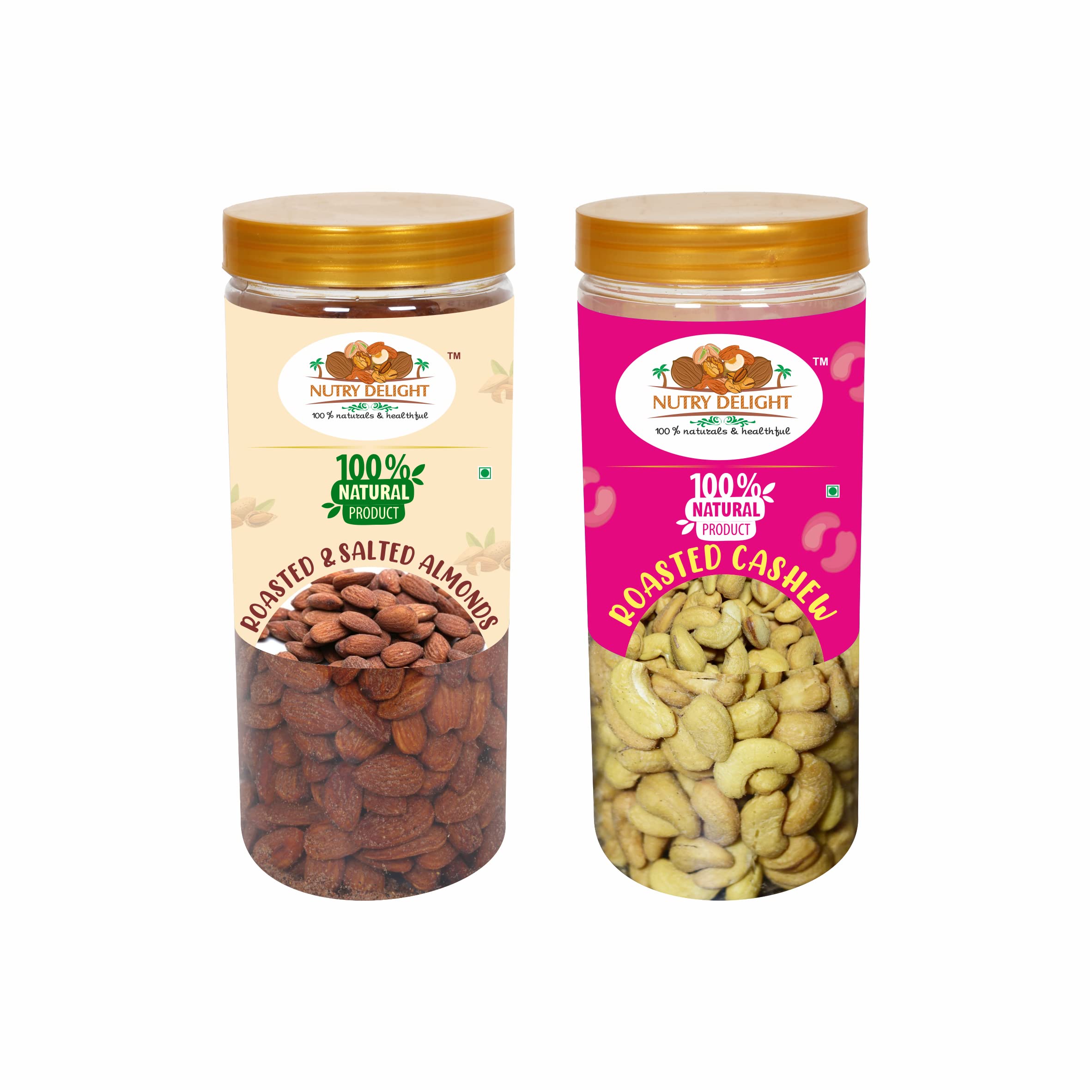 NUTRY DELIGHT Almonds & Cashew Nuts Combo Pack | Roasted Nuts & Salted Cashews (Jar pack of 2,500 Gms Each )