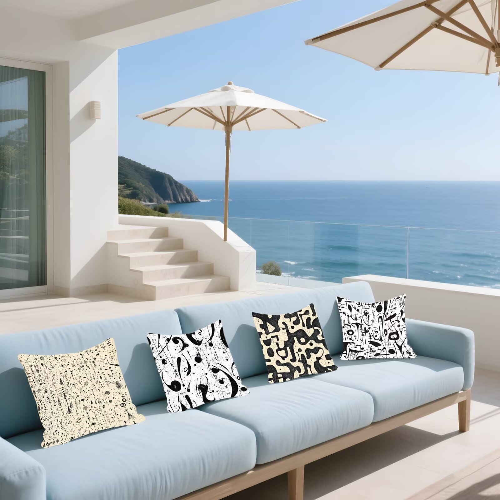 Cojines Sofa Fundas Cojines 70x70cm SúPer Suave Cojin Plano Abstracto Juego de 4, Fundas Almohada Impermeable Exterior, Interior Y Exterior Cojin Decorativos, Para JardíN SalóN Regalos NavideñOs P-425