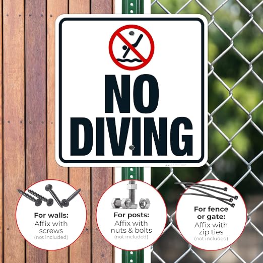 Cartel No Diving Texas 24x24 en Aluminio miniatura 4