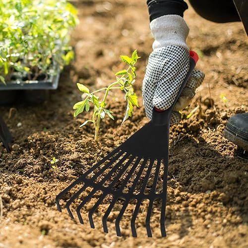 Miniatura 9 de Rastrillos para jardinería Rastrillo de mano Herramienta de jardín Rastrillo de jardinería de plástico Rastrillo de mano de mano para tierra,