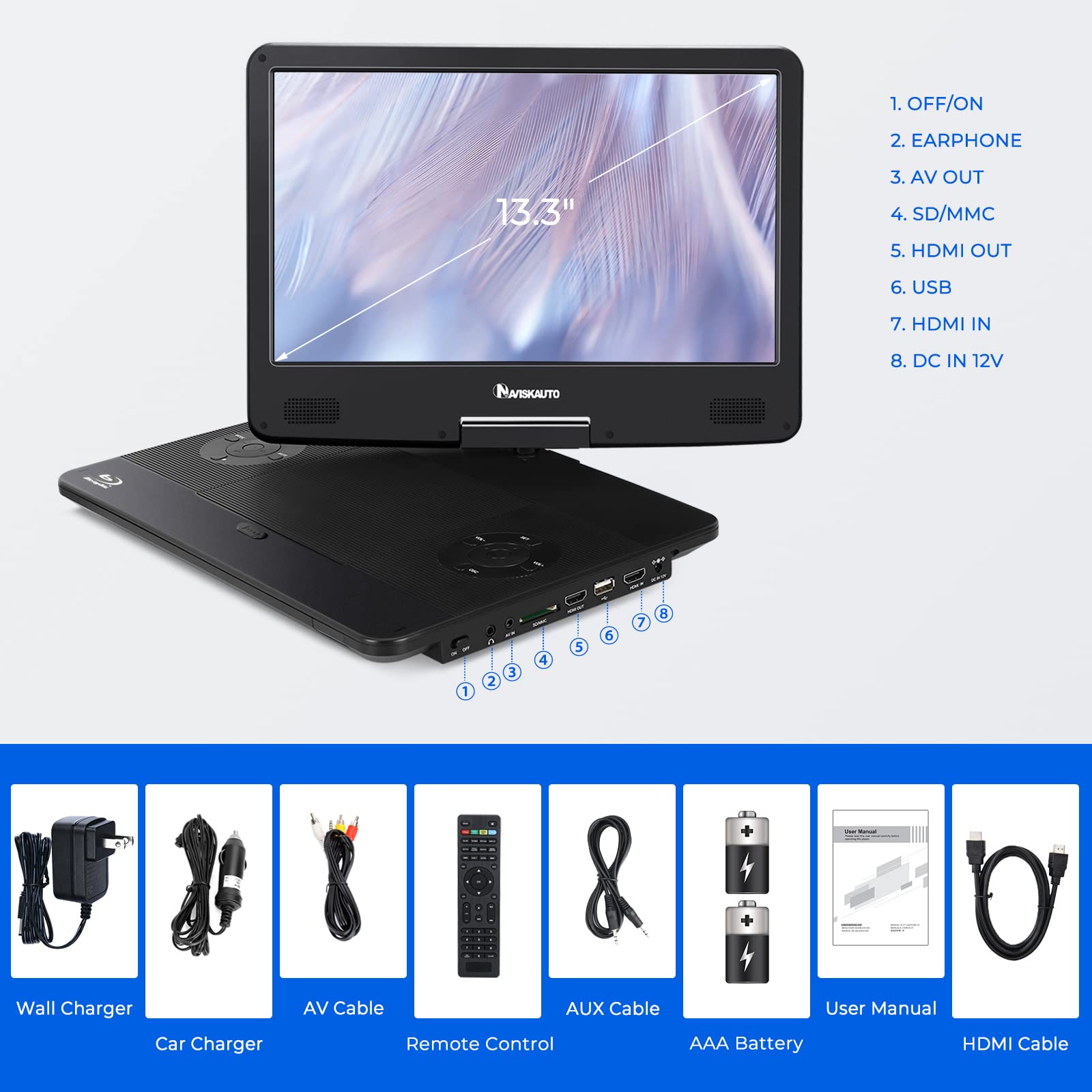 Amazon.com: NAVISKAUTO: Portable Blu-ray Player
