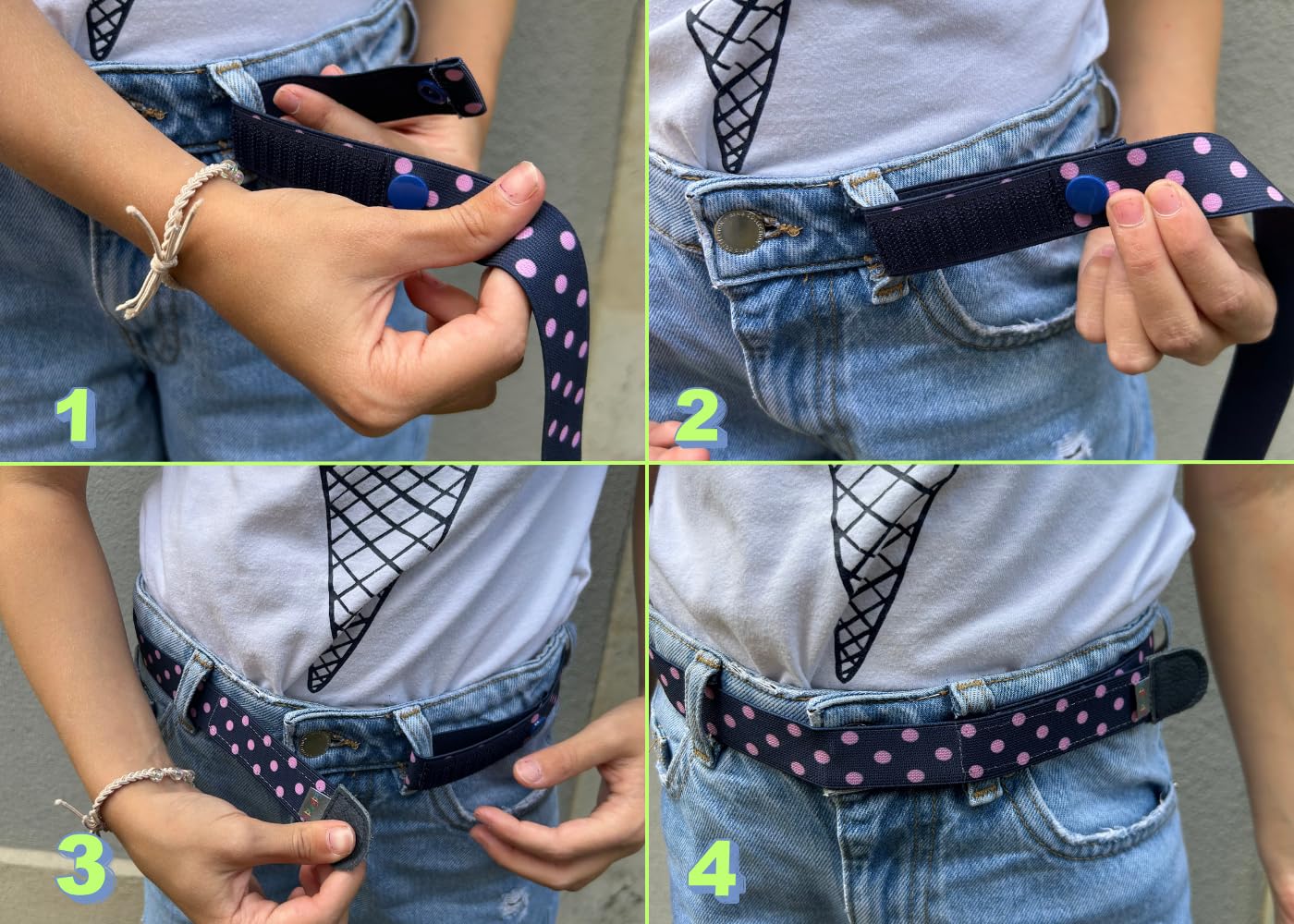 Ed&Kids Kindergürtel ohne Schnalle Streifen pink