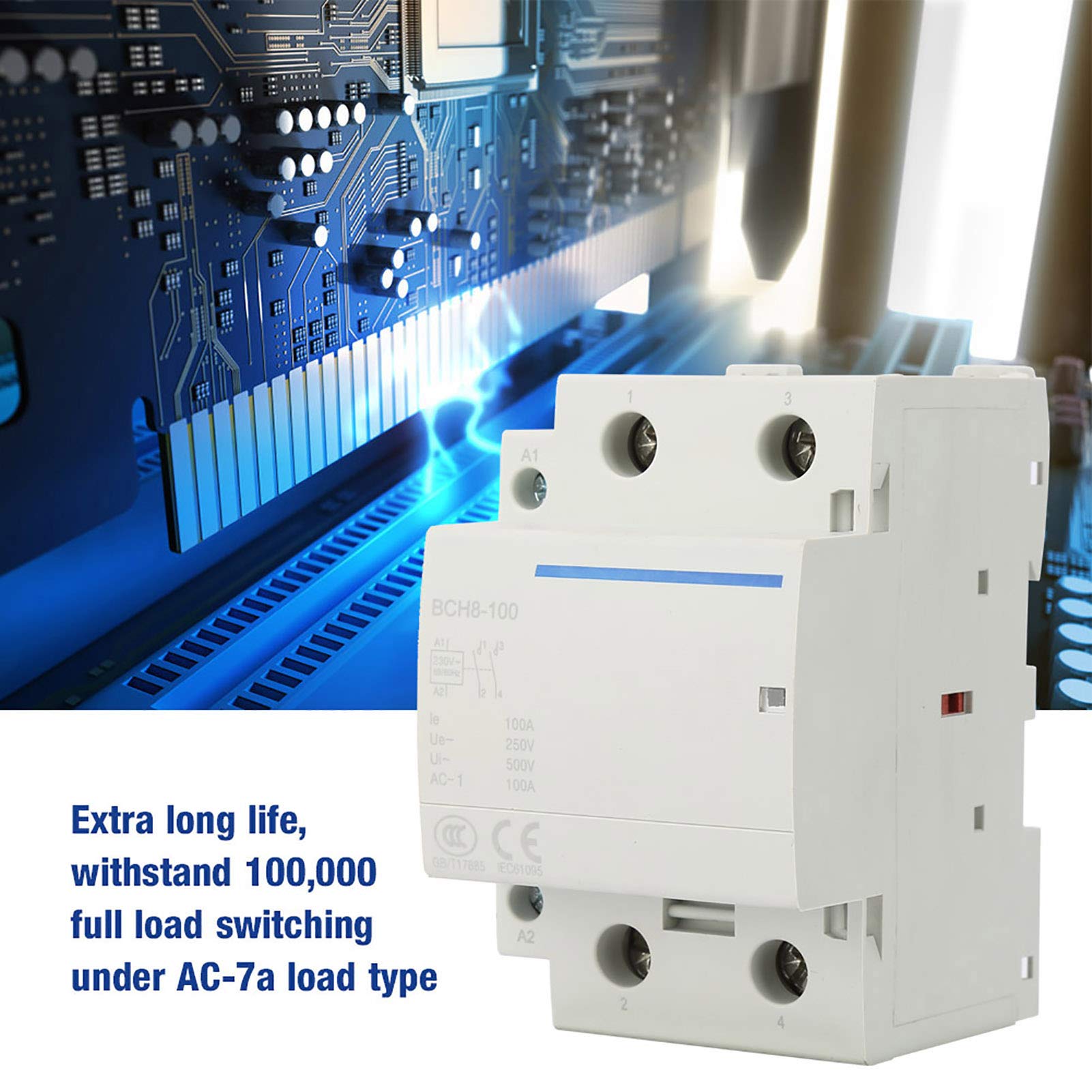 Contattore AC 24/230V 50/60HZ Contattore modulare per uso domestico 2P/2NO 100A(AC230V)