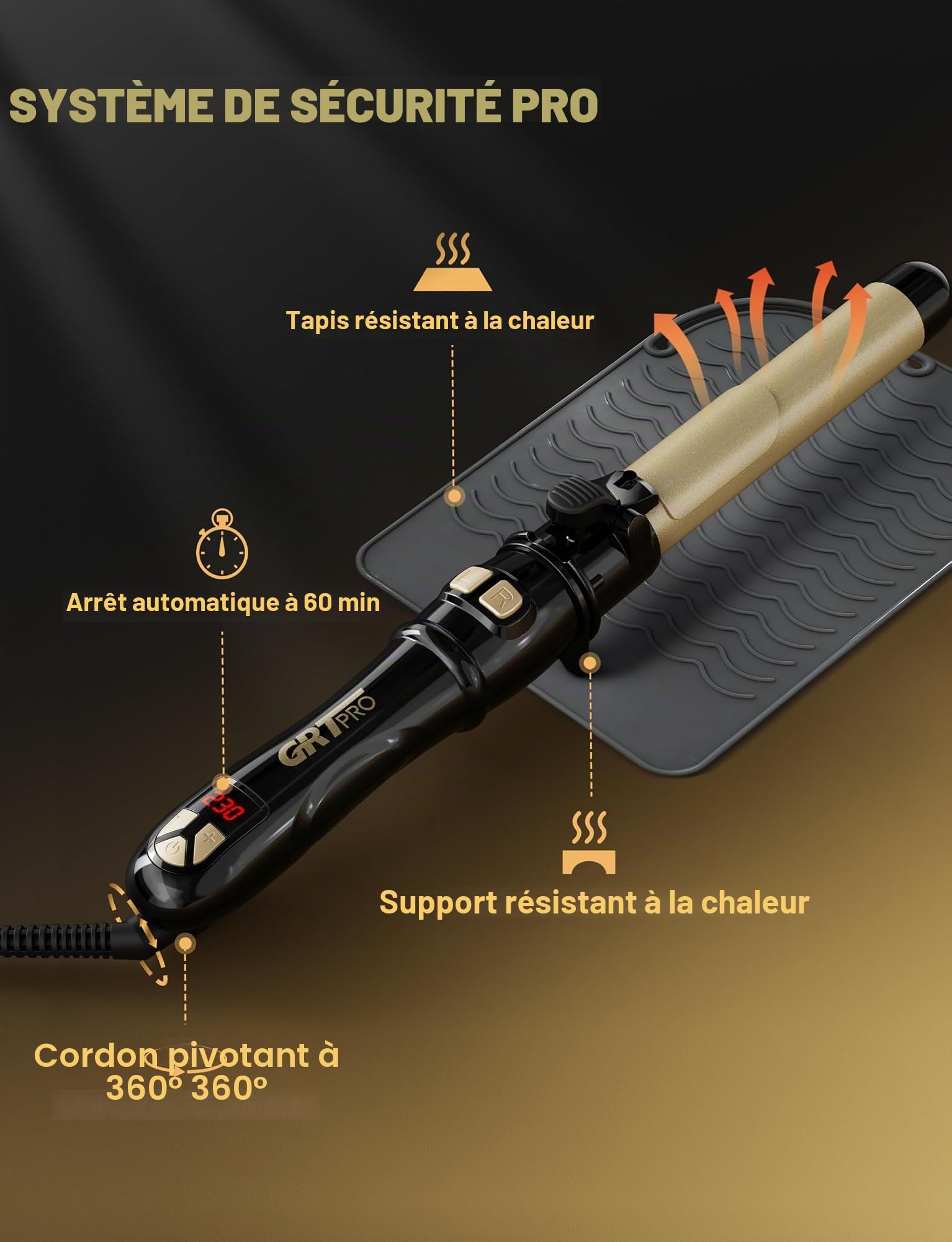 Boucleur À Cheveux Automatique 28mm - Fer À Boucler Automatique Pour Grandes Boucles Avec 14 Niveaux De Chauffage (100-230 °C), Écran LED, Chauffage Rapide En 30 Secondes, Arrêt Automatique
