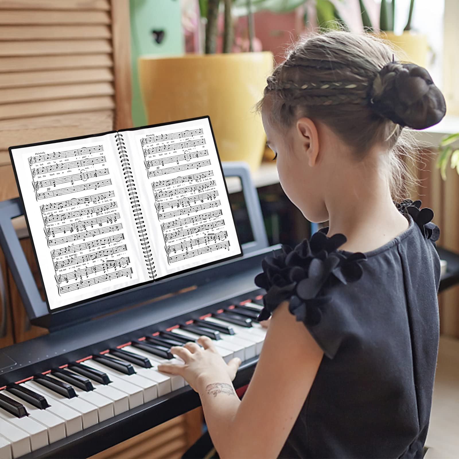 Cartella Spartiti A4, Impermeabile Cartellina Porta Spartiti Musicali con 60 Tasche(120 Pagine), Porta Documenti in Formato A4 per Piano File, Cartella di Archiviazione Della Musica per Musicisti (B)