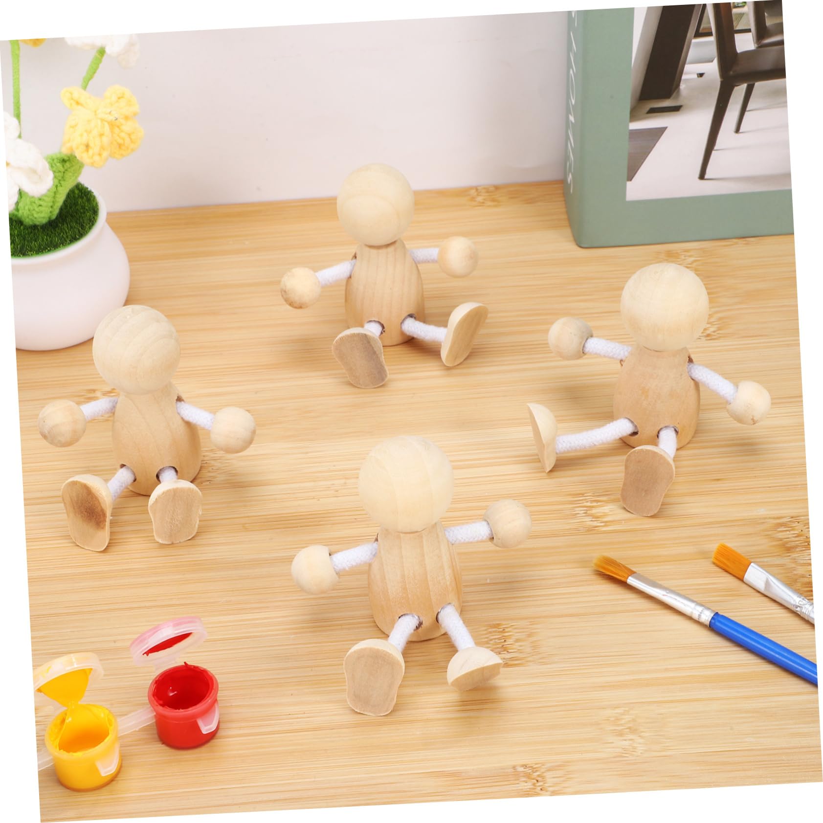 DOITOOL 16 Piezas Muñecos de Madera sin Pintar para Manualidades de Figuras Pequeñas de Madera para Pintar Juguetes para Adolescentes Decoración del Hogar Artesanal