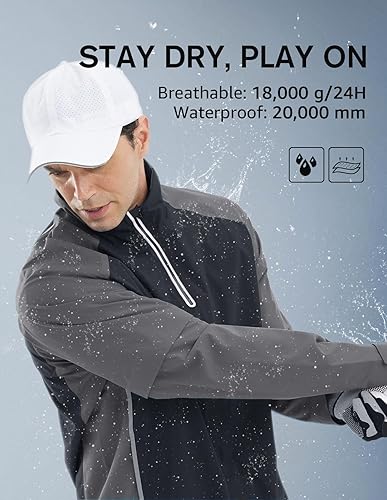 Miniatura 3 de FIT SPACE Trajes de lluvia de golf impermeables para hombre, chaquetas de lluvia y pantalones para todos los deportes