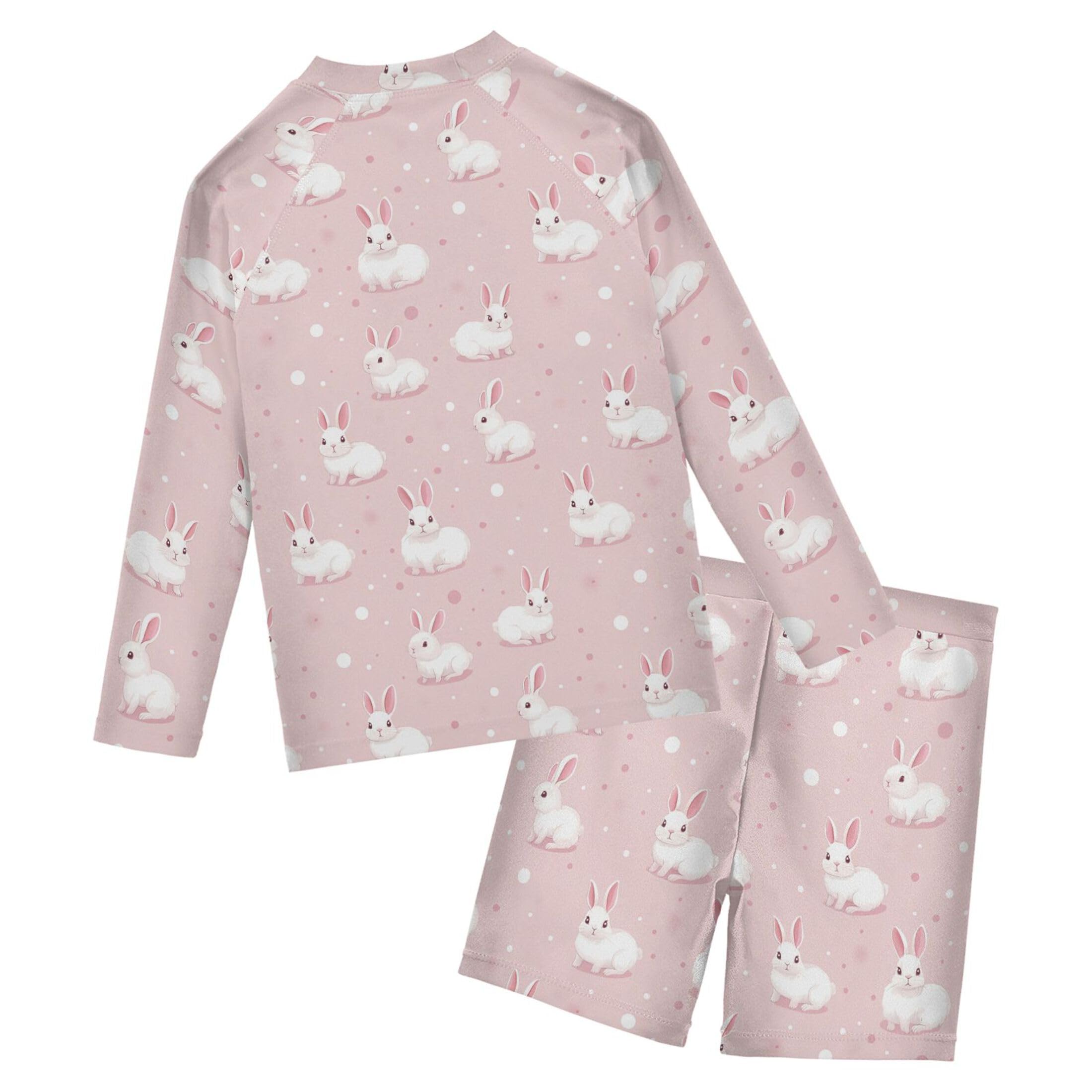 Happy Easter Bunny Rabbit Toddler Boys' 2-Piece Swimsuit Trunk, Long Sleeve Rashguard Bathing Suit B0405050