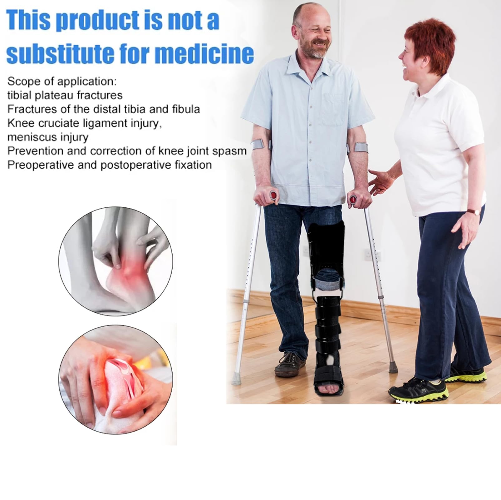 Inmovilizador Rodillera, Cadera Ajustable con Bisagras Rodilla Tobillo Pie Ortesis Abducción, Corrector Postoperatorio Ciática, para Lesiones Articulares Y Rehabilitación Ortopédica