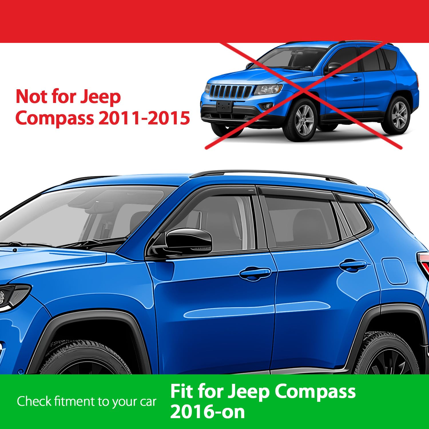 Goodyear Deflektory do/kompatybilne z Jeep Compass 16-26 - Naklejana 6 szt