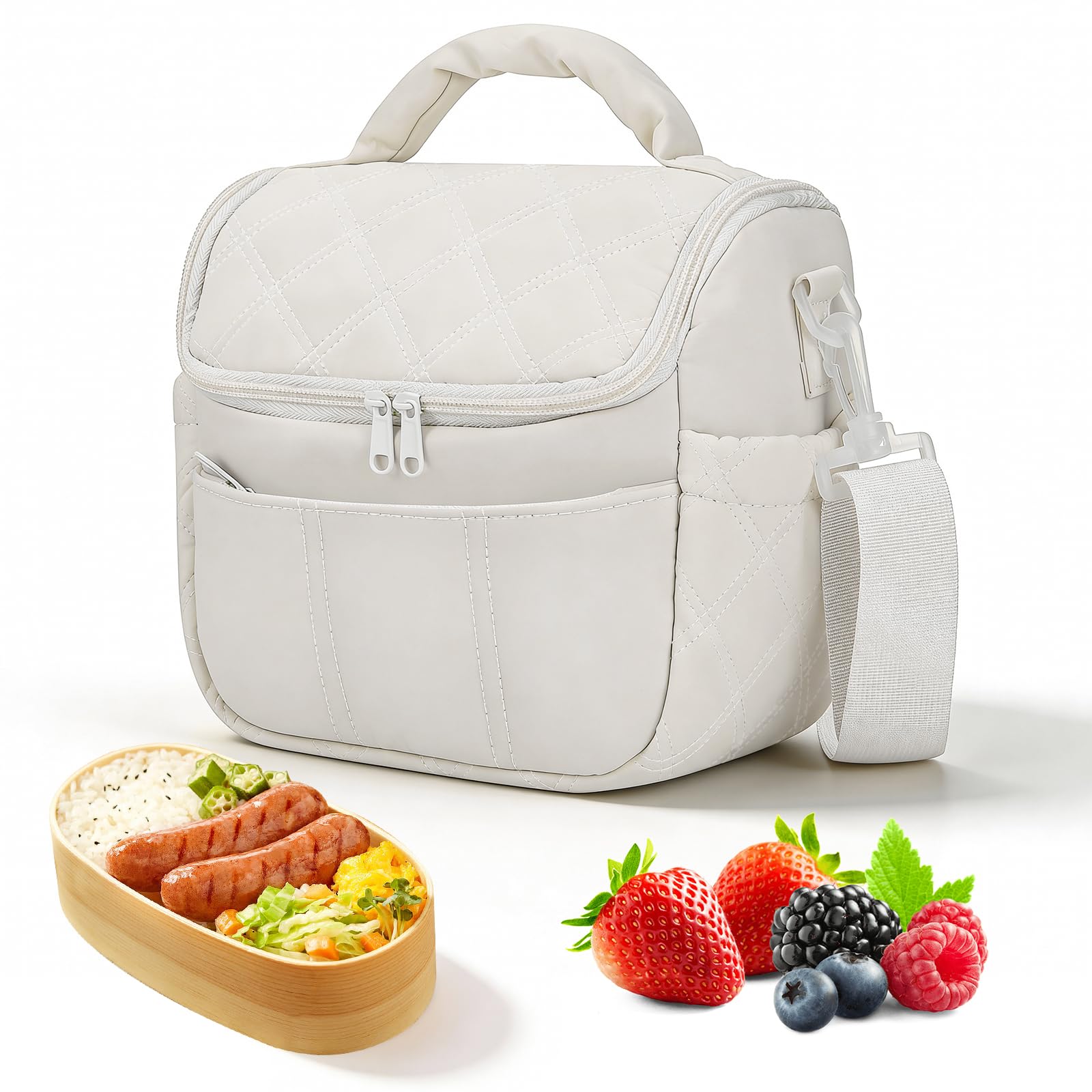 TranRantic Insulated Lunch Bags for Women, Lunch Box Bags (Beige)