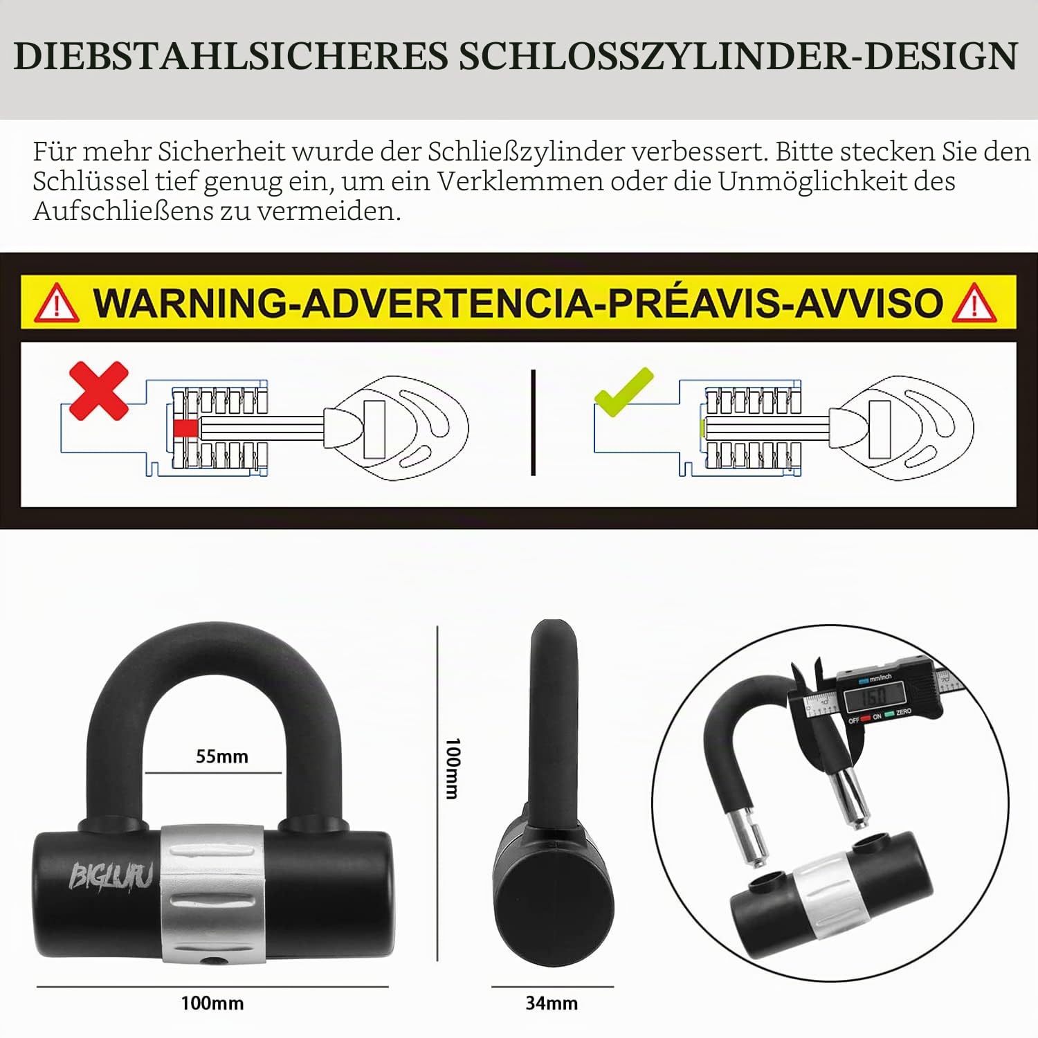 Fahrradschloss Kettenschloss mit 4 Schlüssel Hohe Sicherheit, 100/120/150cm Lang Motorradschloss 10/12/15mm dicke Kette mit U-Schloss schlösser für Fahrrad, Motorrad, Scooter