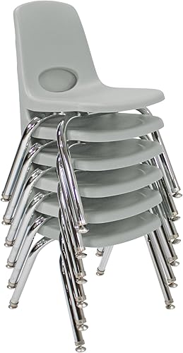 Miniatura 622 de Factory Direct Partners 10355-BL Silla escolar apilable de 10 pulgadas, asiento apilable para estudiantes con patas de acero cromado y rodamientos