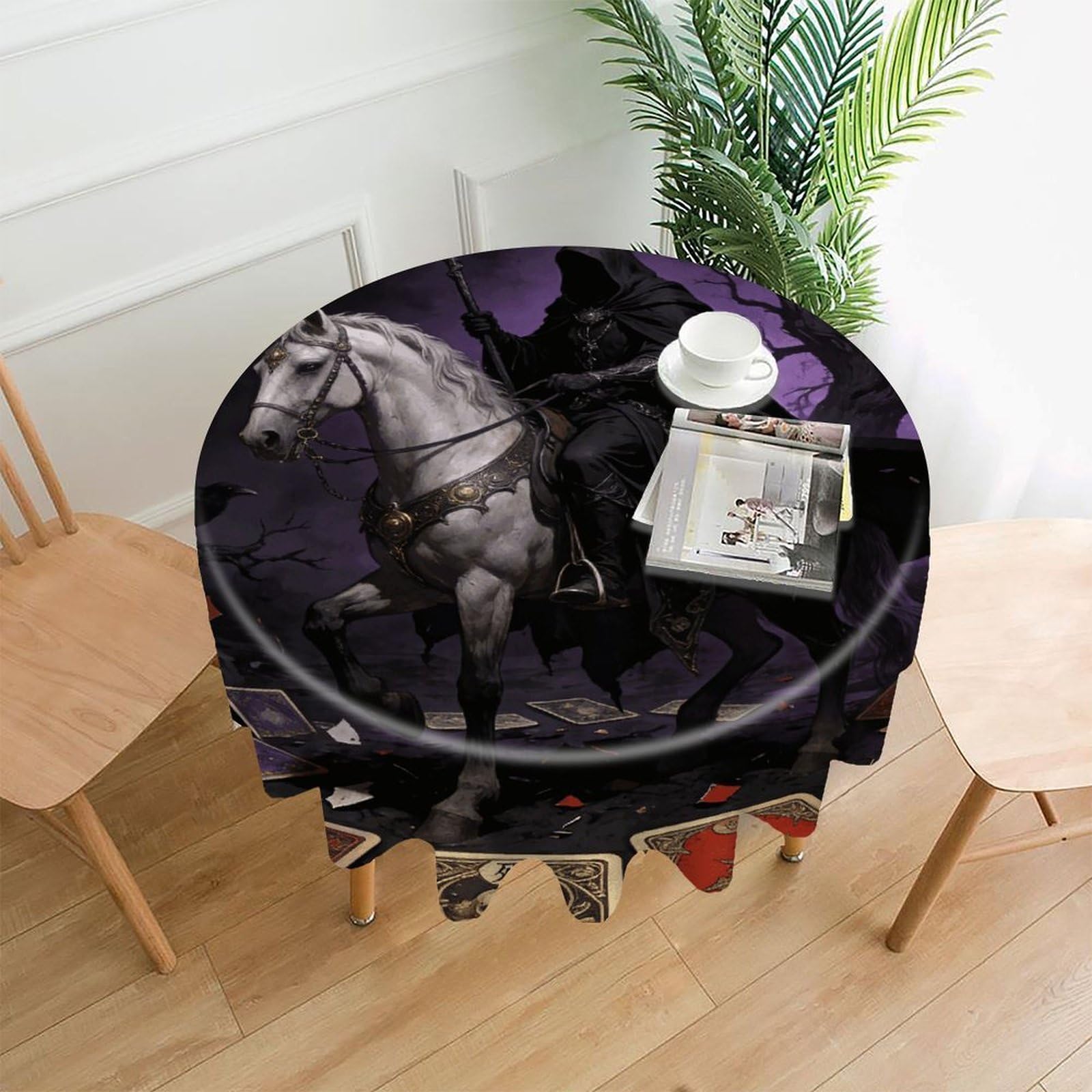 LDGSUPH Tarot Round Tablecloth Cover Washable Luxurious Fabric Table Cover Decor Wrinkle Free Fashion Round Table Cloth for Home Dining Kitchen Party 60 in