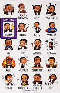 Value Your Vibes Daily Vibe Check Magnet - Black Feelings & Emotions Chart - 8.5â€ x 5.5â€ - Two-Piece Magnet Set (Male)