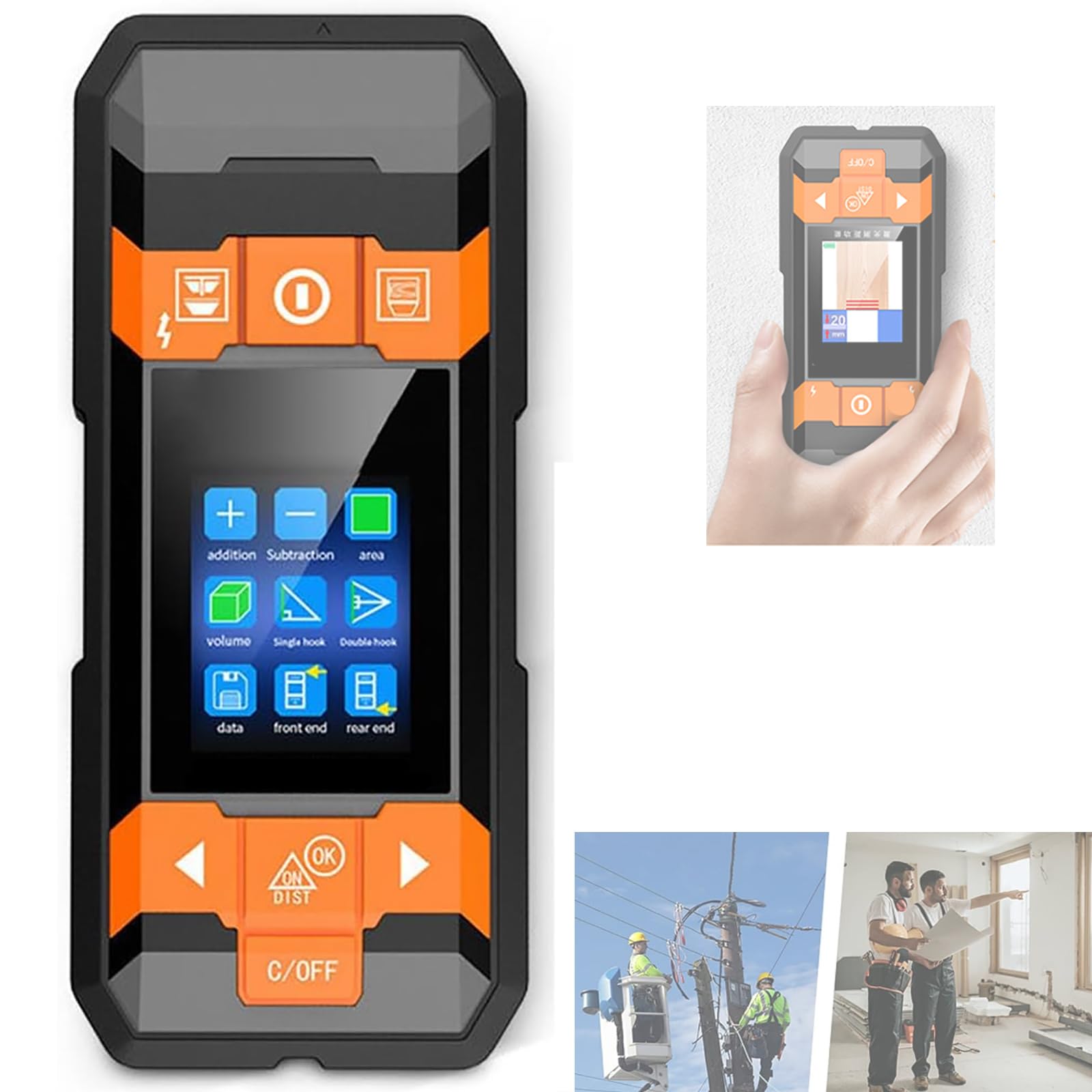 Detector De Medición, Escáner De Pared Multifunción con Pantalla Y Transmisión De Voz, Que Mide Una Profundidad Máxima De 100 Mm/Alcance 40 M, para Detección De Paredes