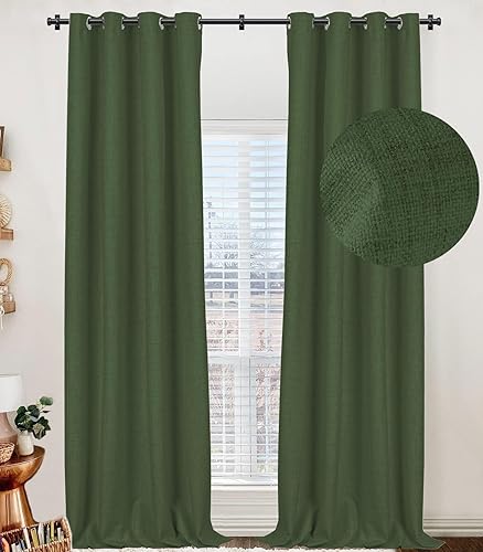 Miniatura 31 de 100% Blackout Shield Cortinas opacas de lino para dormitorio, cortinas de lino natural con ojales para sala de estar, cortinas de oscurecimiento con