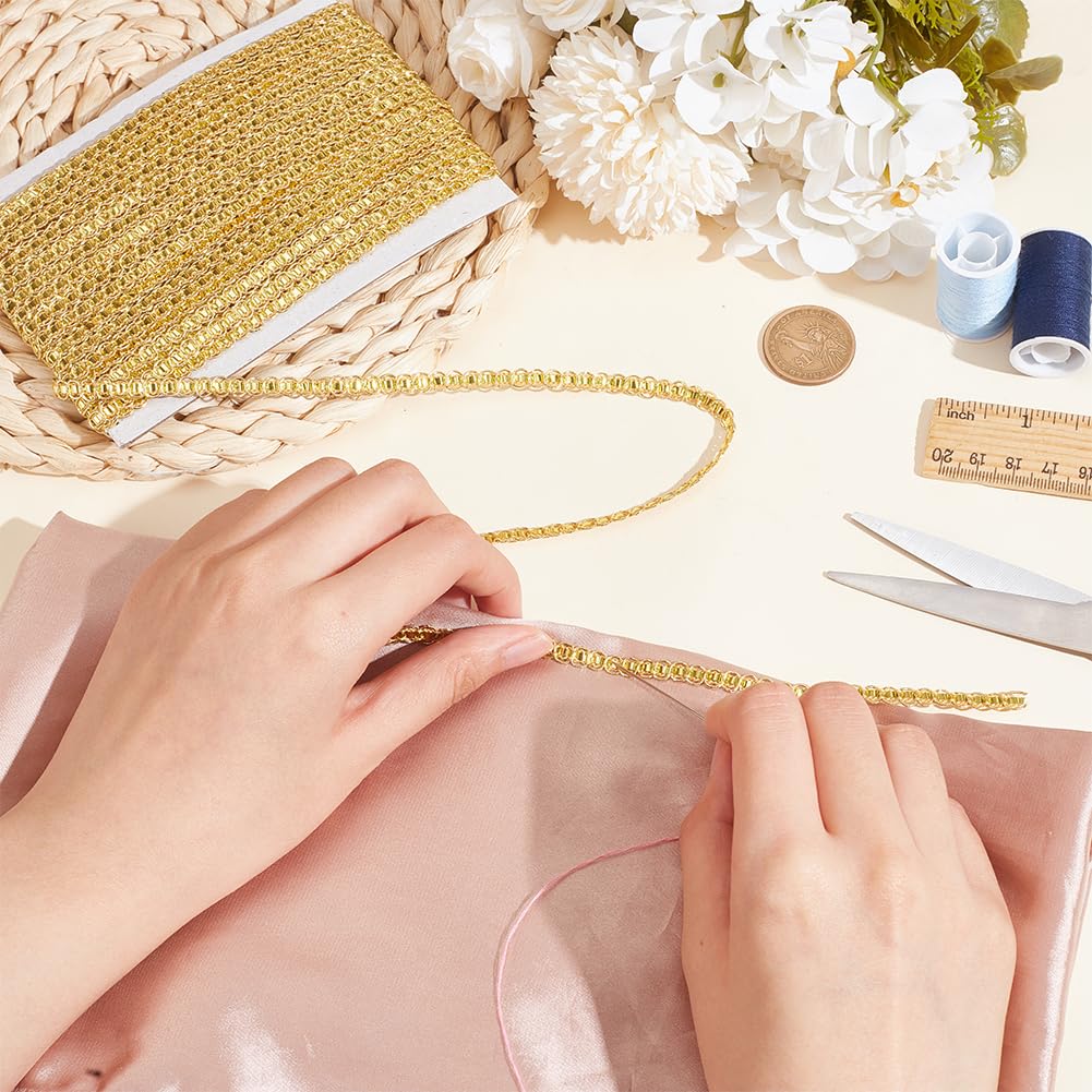 MAYJOYDIY Gold Paillettenband 13m - Wellenpailletten Für Nähen & Basteln