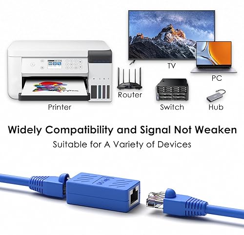 Miniatura 4 de ZUZONG Acoplador RJ45 Conector de extensión Ethernet, Cat7 Cat6 Cat5e Acoplador Ethernet hembra a hembra (azul 5 unidades)