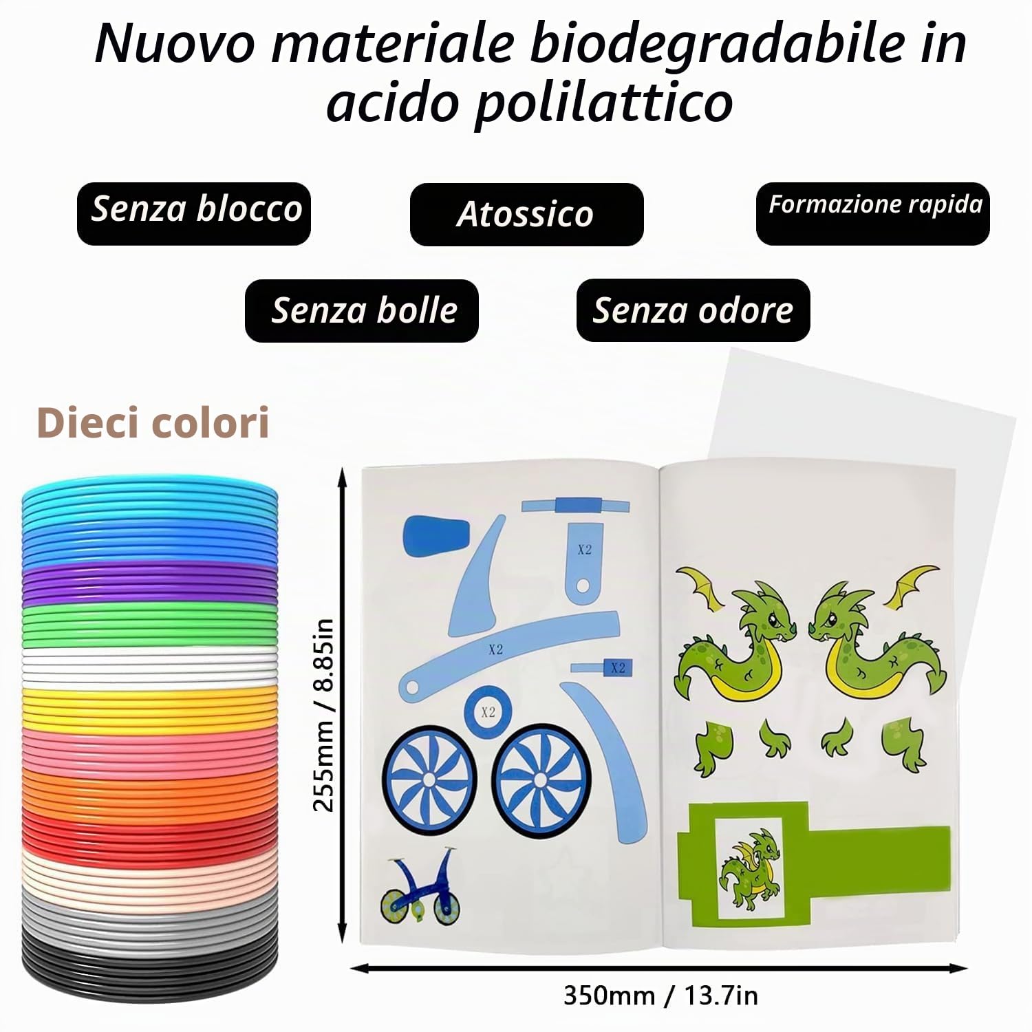 Modello di disegno con penna 3D - Libro di stampa PLA 1,75 mm - 40 motivi senza penna