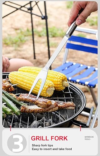 Miniatura 4 de Accesorios para barbacoa para barbacoa, herramientas de parrilla de acero inoxidable, accesorios para parrilla, juego de parrilla para parrilla al