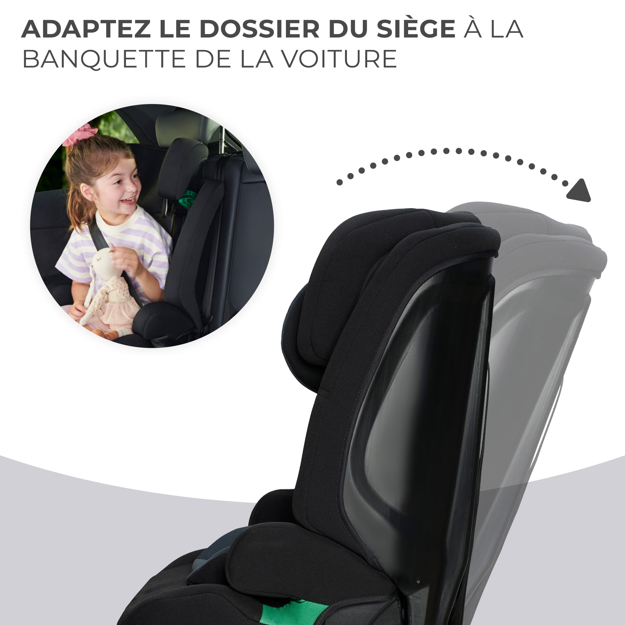 Kinderkraft SAFETY-FIX2 I-SIZE 76-150 cm Fotelik samochodowy Isofix 9-36 kg Noir