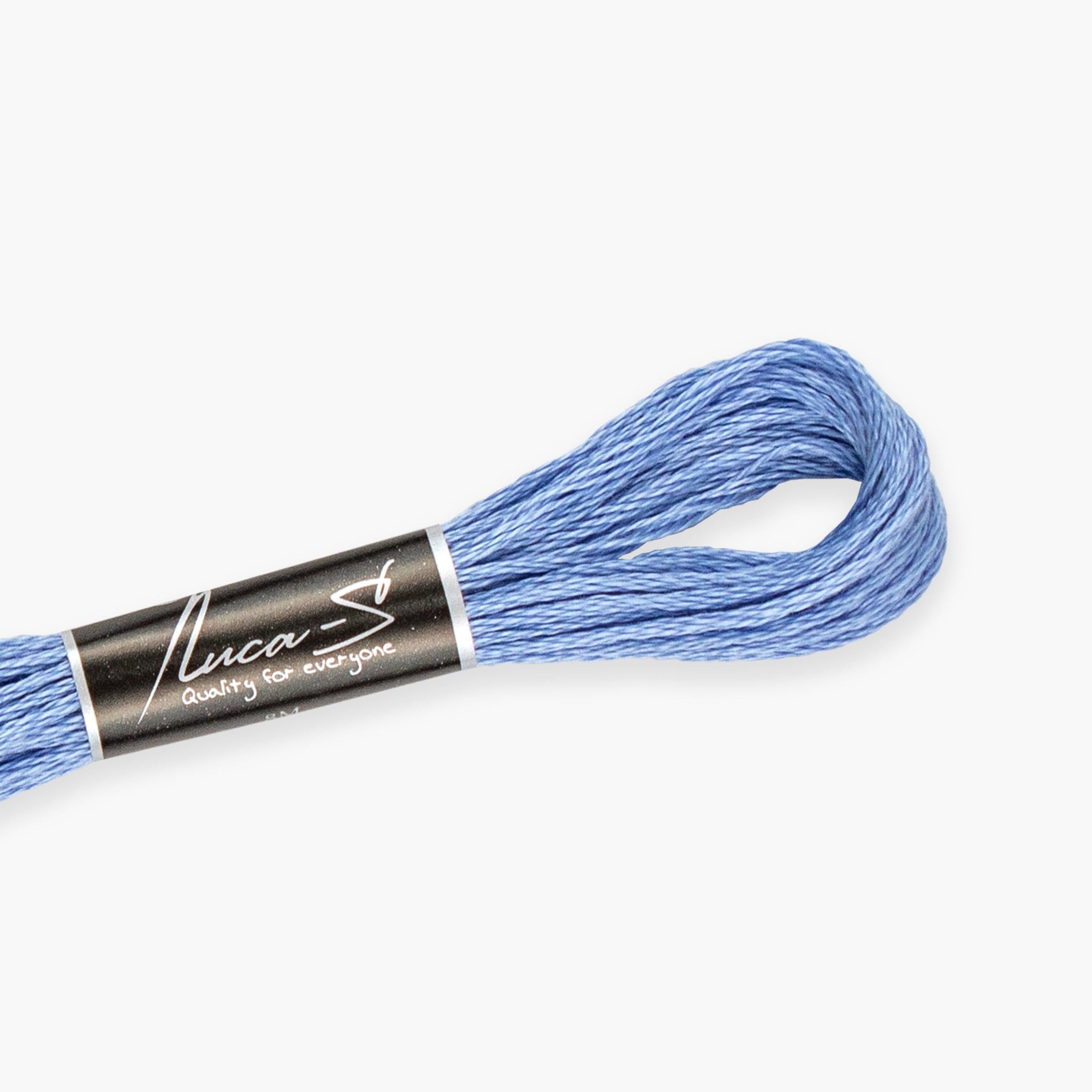 12 Pack of Premium Embroidery Thread Luca-S, 100% Giza Cotton, Oeko TEX Certified Stranded Cotton - 155 / DMC 809 / Anchor 121