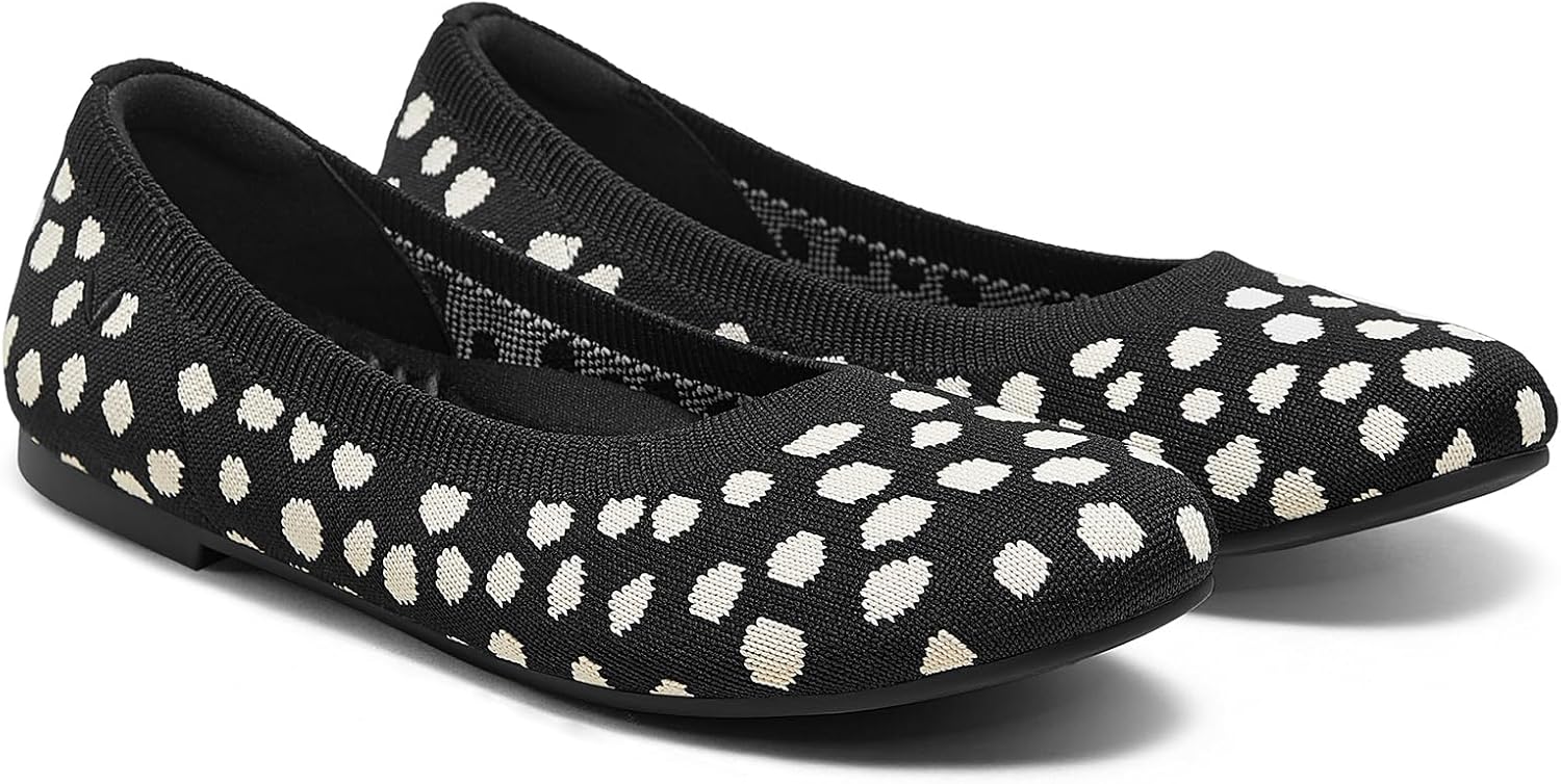 VIVAIA Claire Women's Round Toe Ballet Flats Comfortable Knit Slip On Flat Shoes Soft Washable Breathable for Daily Wear