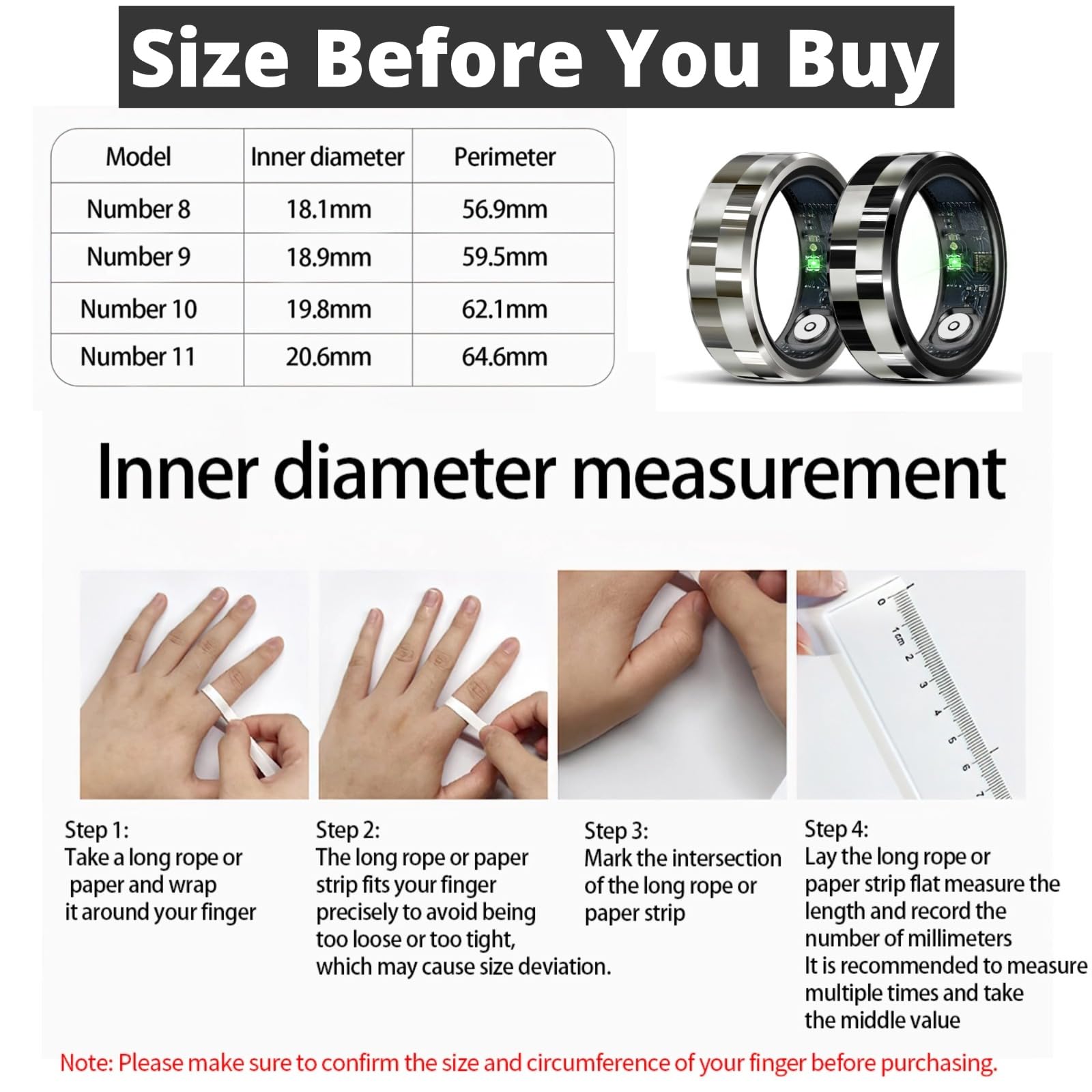 Smart Ring for Men Women, Sleep Tracking Wearable, Heart Rate, Fitness Tracker, Step Blood Oxygen Blood Pressure Tracker,Calorie Tracking, Shake to Take Photos (Sliver, #11)