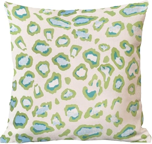 Miniatura 5 de MangGou Funda de almohada con estampado de leopardo verde azulado y guepardo, funda de almohada con estampado de animales, funda de cojín