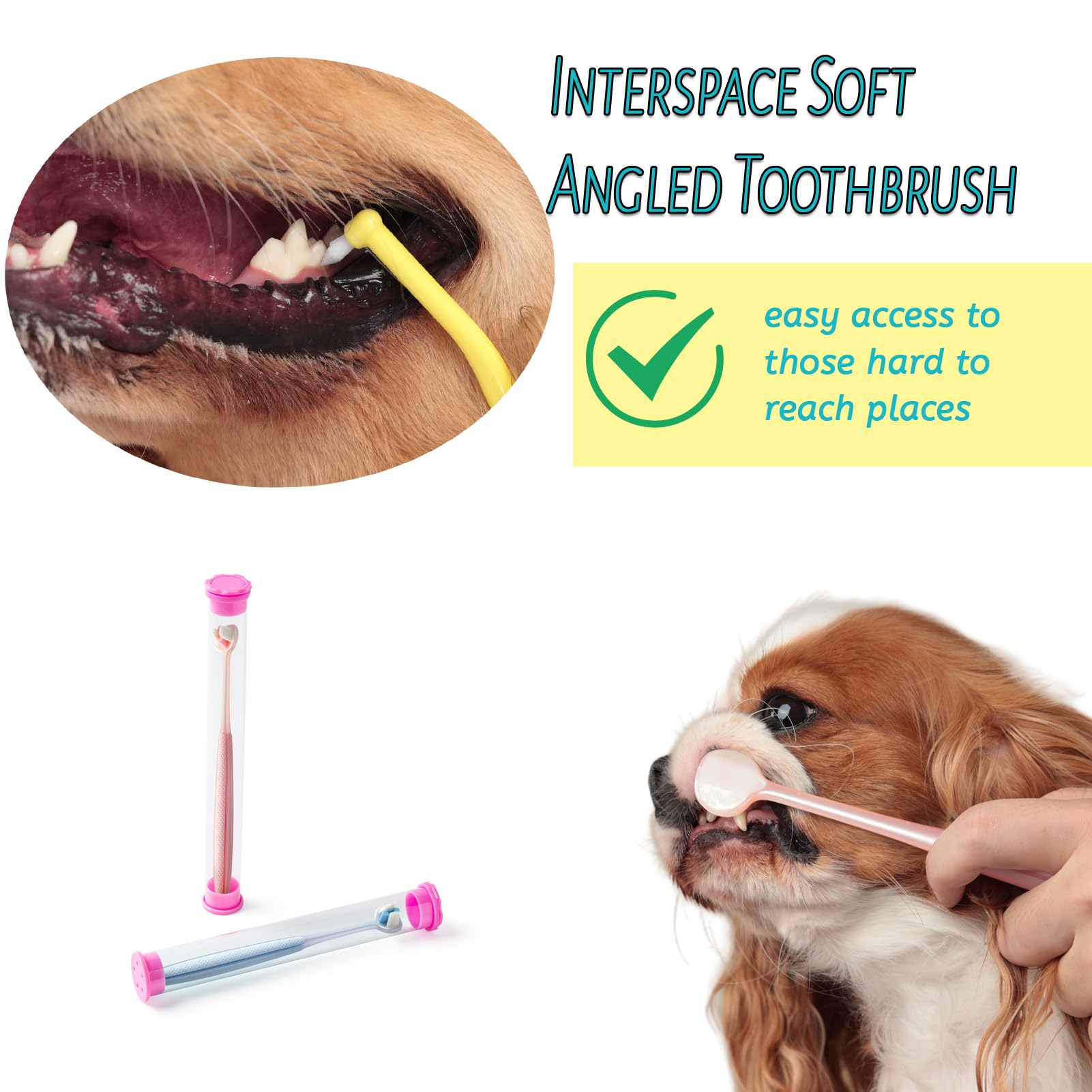 E.M&S.T by Emmeliestella Dog Toothbrush Teeth Cleaning Kit?Three-Sided?Dental Plaque Removal?Oral Hygiene?Freshen Dogs Breath?Reduce Tarta?Extra Soft Bristles, Independent Packaging, Blue&Pink 3PCS