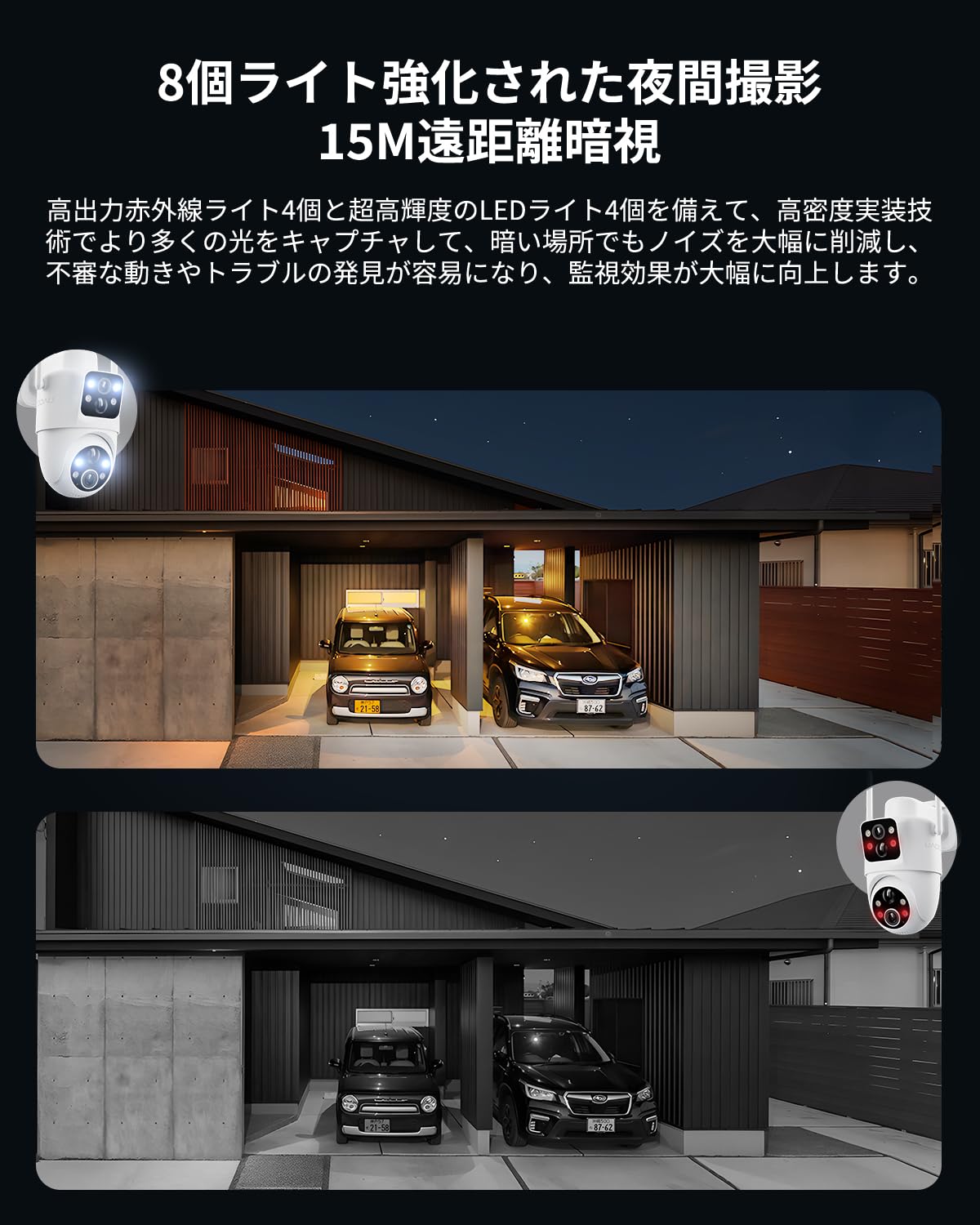 Amazon.co.jp: 【新進化デュアル防犯カメラ・同時記録/再生・真の360全