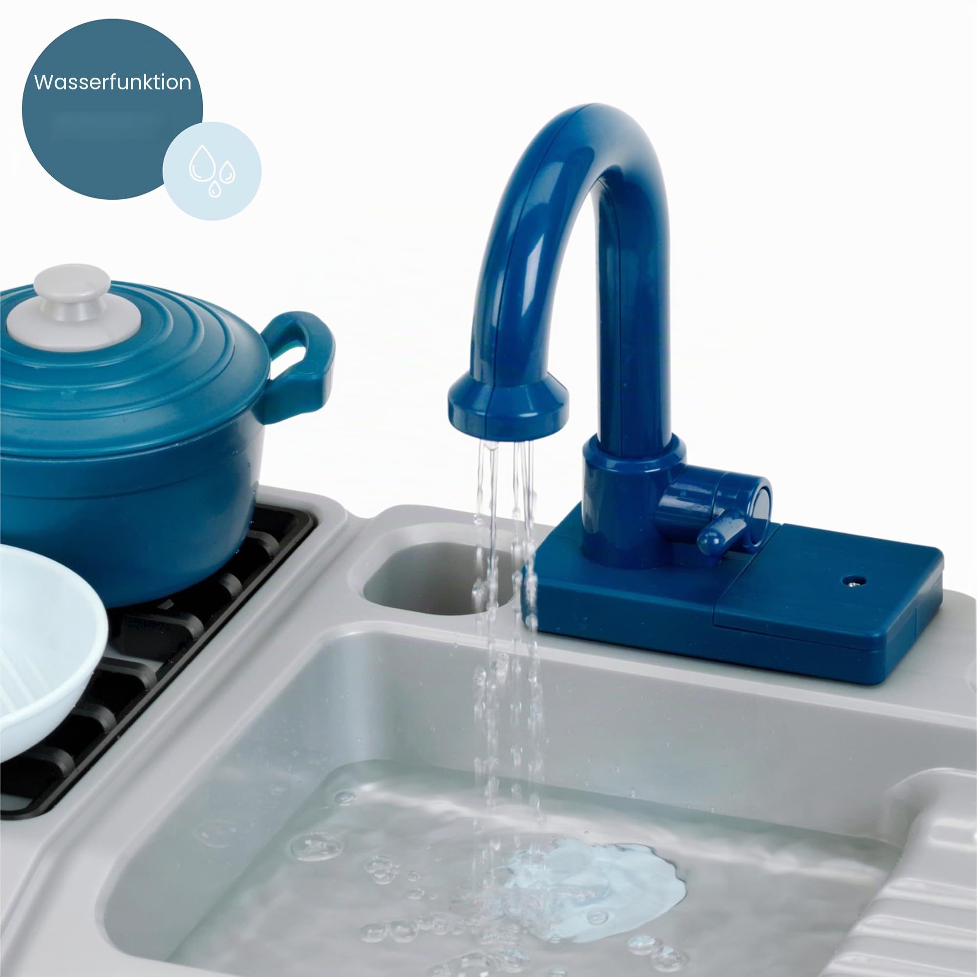 Theo Klein Miele Spüle mit Kochfeld | Kinder-Spüle mit Wasserpumpfunktion und Zubehör | Spielzeug für Kinder ab 3 Jahren