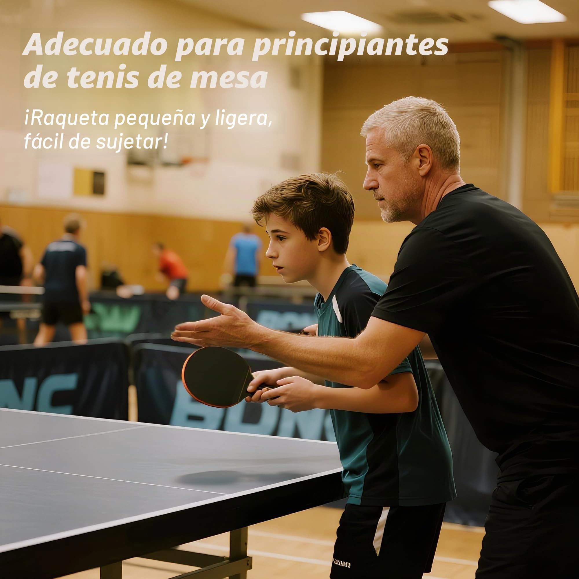 Pala de Ping Pong Profesional Raqueta Ping Pong, 9 Capas de Madera y Hoja de Carbono de 8 Capas