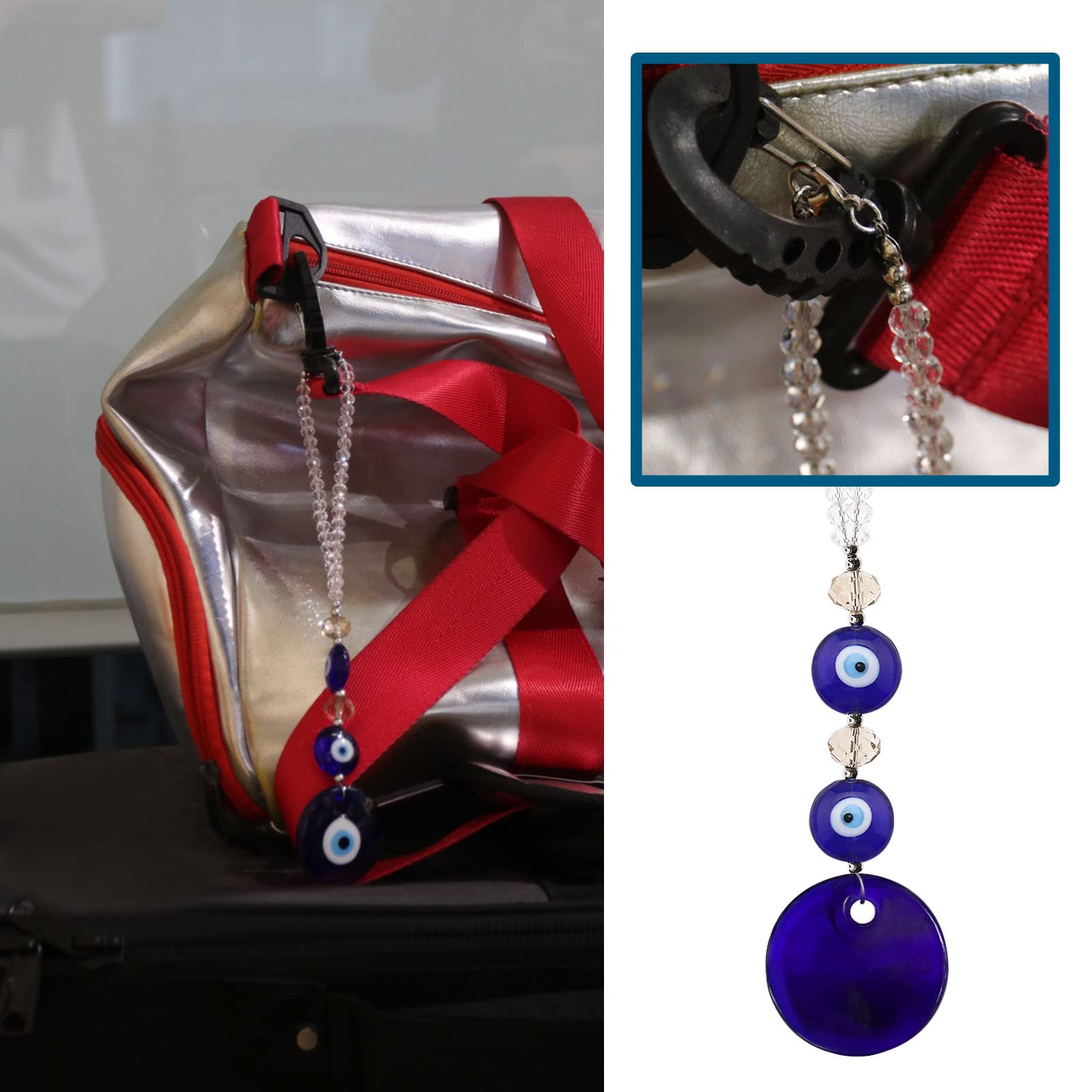 Pendentif Mauvais Œil Turc Doré - Ornement Protection Voiture Et Maison 23,5 Cm