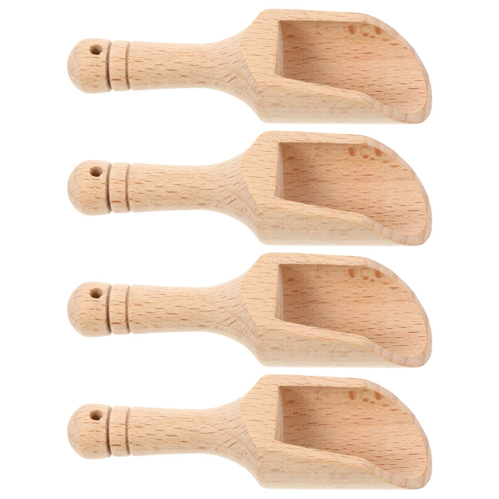 GLEAVI 4Pcs Wooden Tea Spoon Ergonomic Design Tea Scoop for Salt Sugar and Spices Beech Kitchen Utensils for Cooking and Baking Easy to Clean and Use