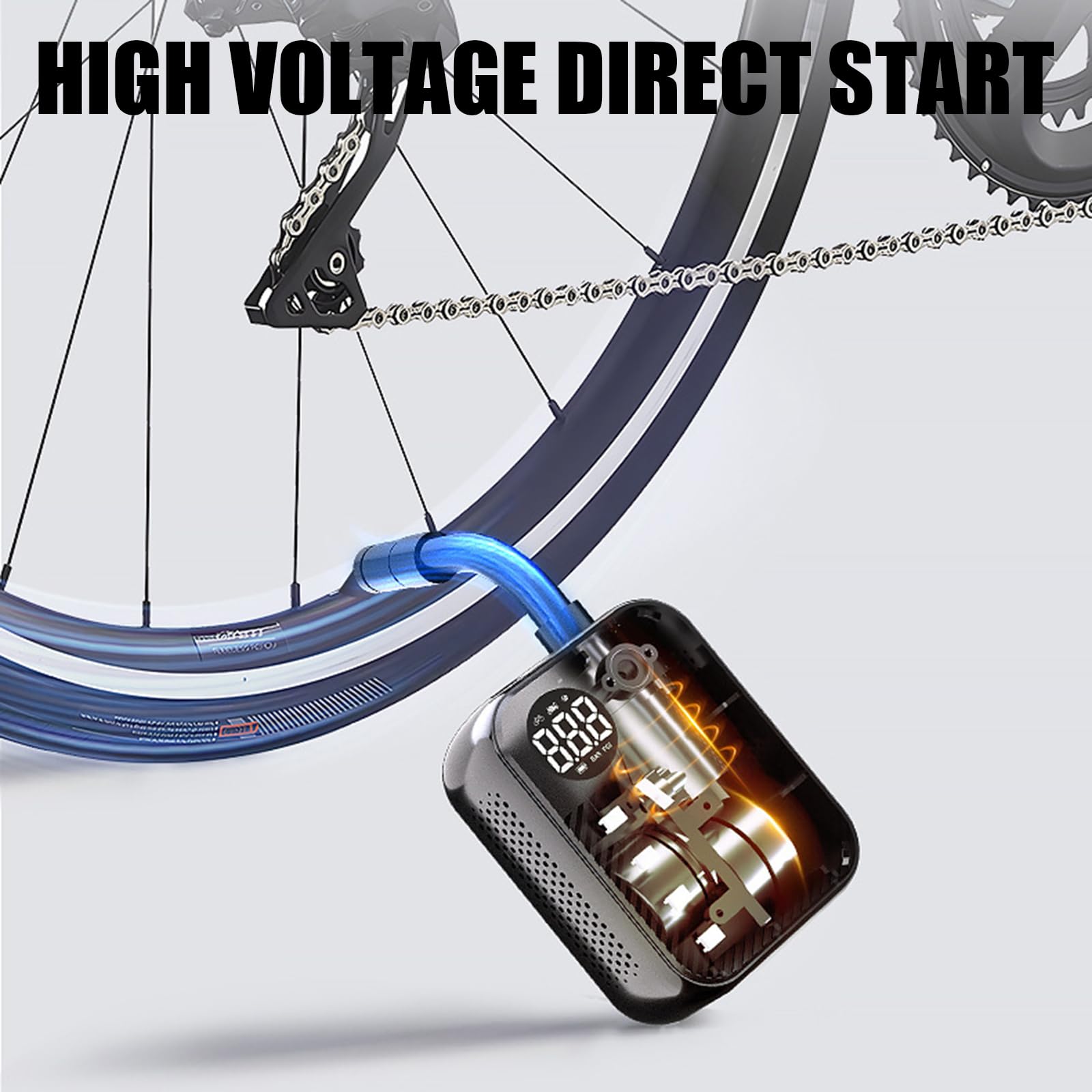 Inflador de neumáticos portátil con pantalla digital, bombas de aire de mano para bicicletas de carretera, montaña, neumáticos de motocicleta, pelotas y equipo deportivo al aire libre