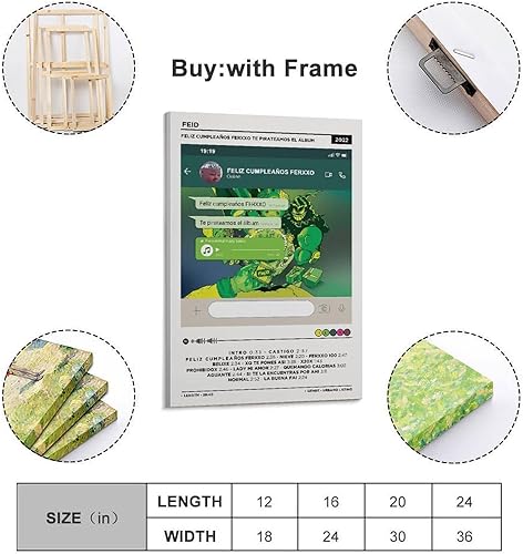 Miniatura 2 de Feid - Póster de lienzo con texto en inglés Happy Cumpleaños Ferxxo Te Pirateamos El Álbum, decoración de dormitorio, paisaje, oficina, San