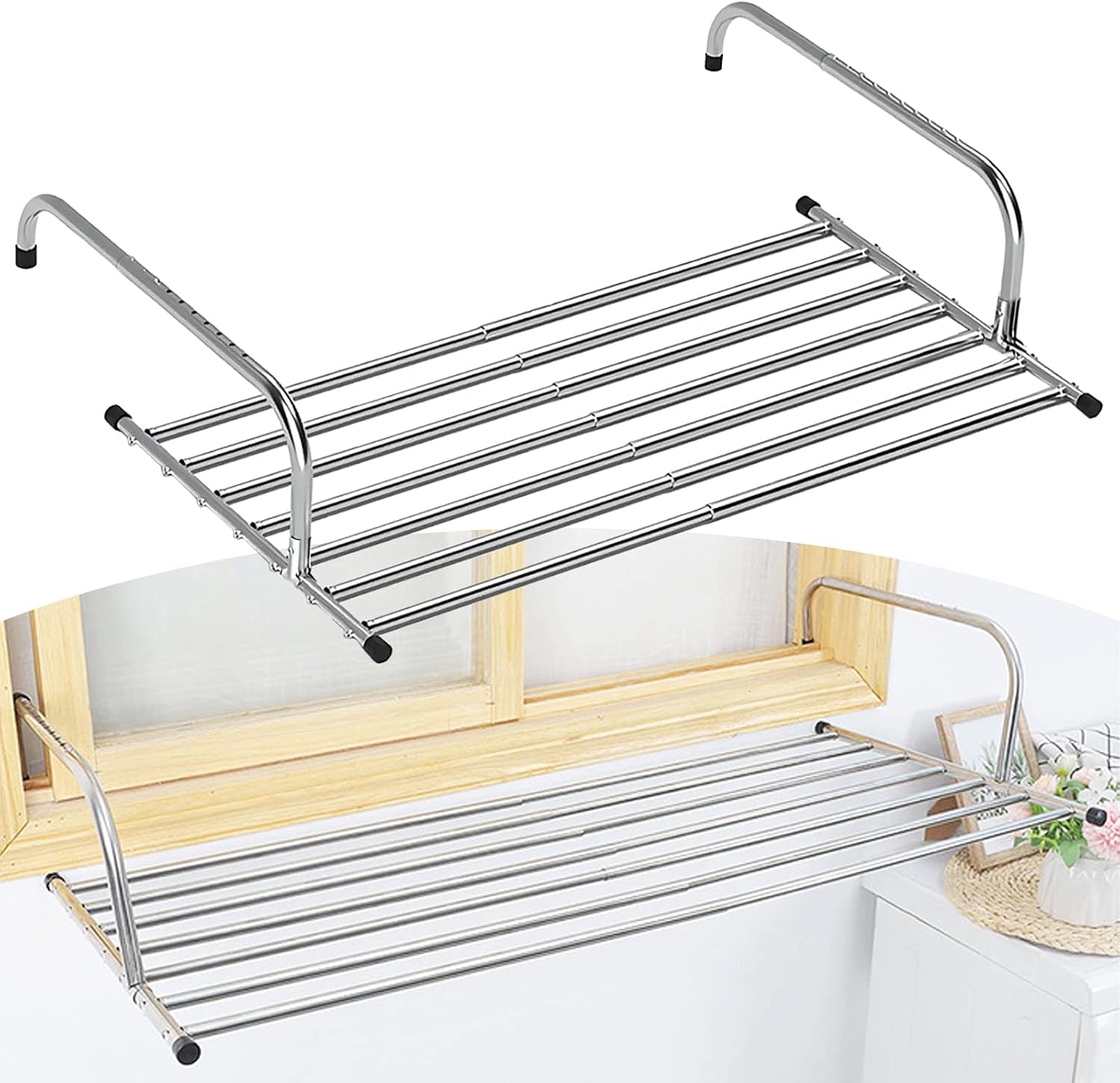 Indoor Outdoor Clothes Drying Rack Foldable Clothes Rack.Stainless Steel Multifunctional Extendable Clothesline for Indoor and Outdoor Use Foldable and Space Saving Hanging Dryer Ideal for W