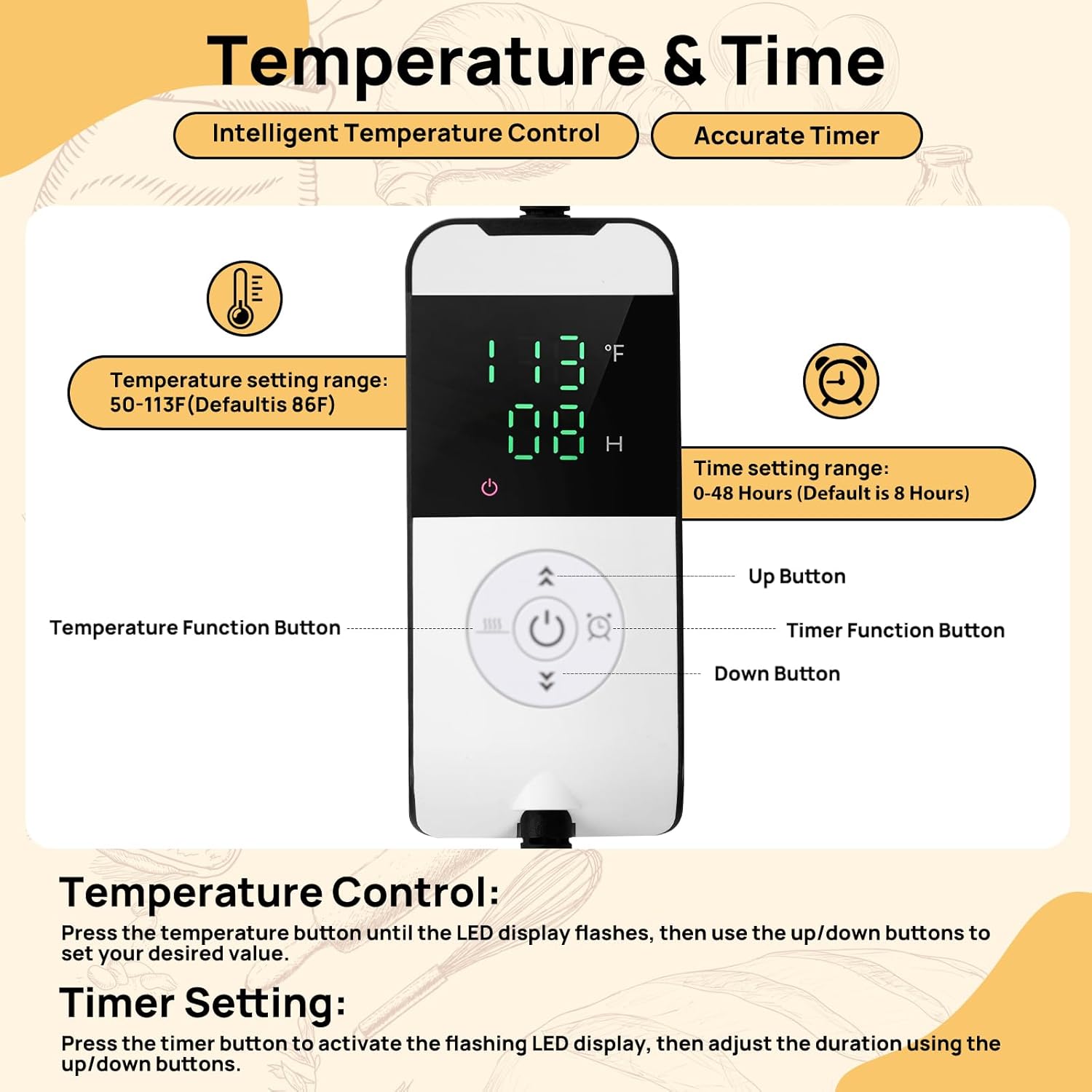 Versatile Dough Proofer Warming Box Adjustable Temperature Timer Control Bread Proofing Box Collapsible Design Sourdough Proofing Container for Making Bread