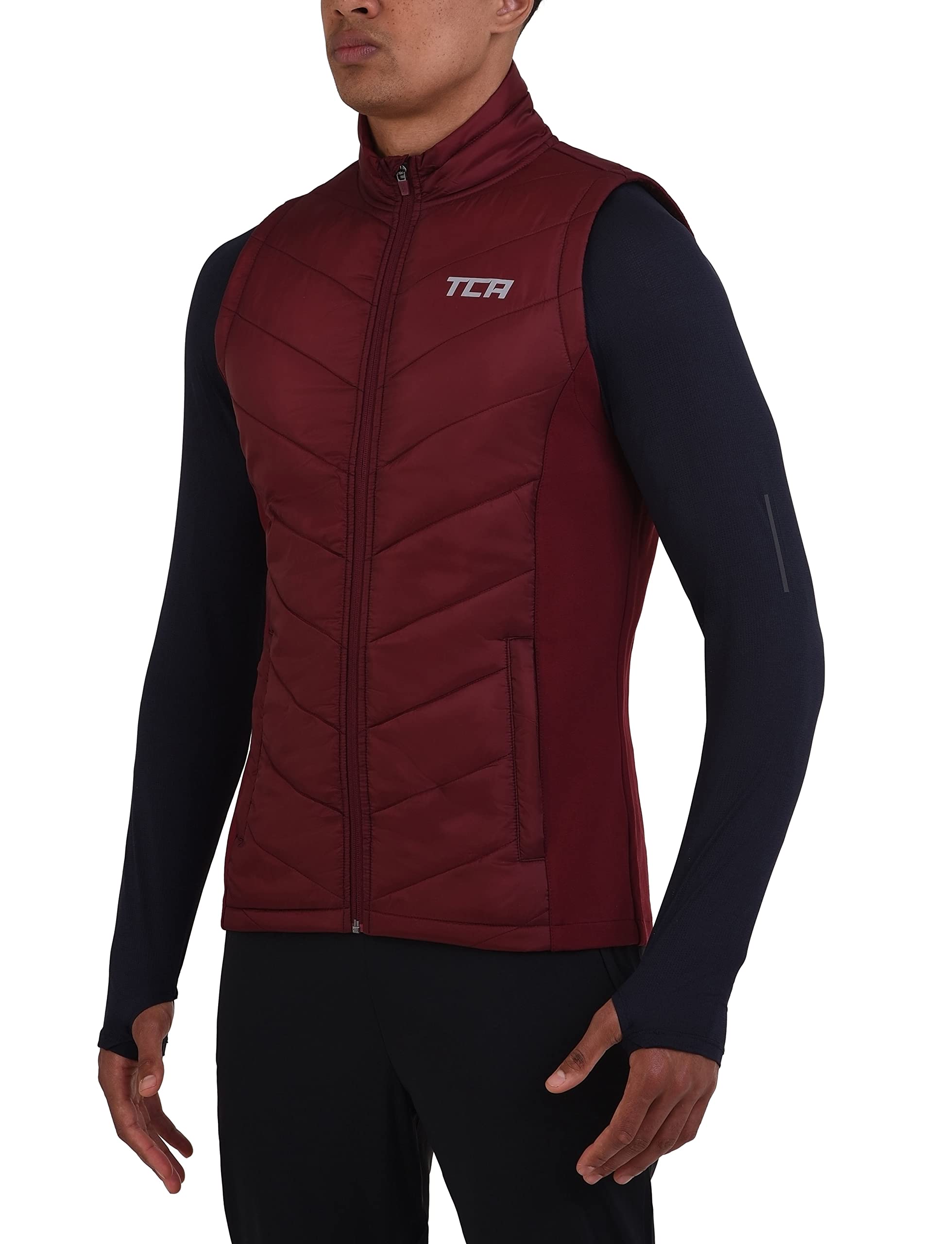 TCA Herren Excel Runner Leichte und gepolsterte Weste mit Reißverschlusstaschen