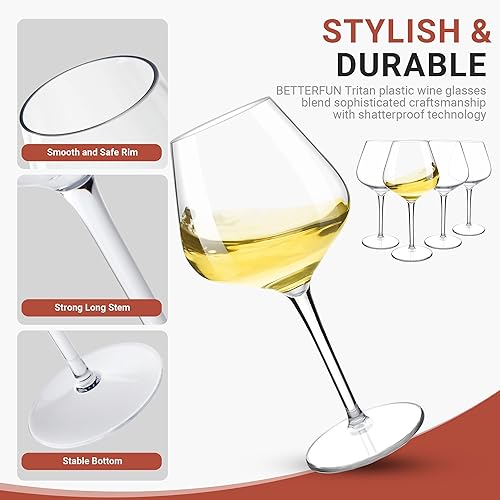 Miniatura 3 de Tritan-Plastic - Juego de 4 copas de vino tinto flotantes para piscina, 18 onzas, vasos de vino duraderos con tallo largo, ideal para el hogar,