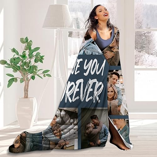Miniatura 4 de Mantas personalizadas para parejas, mantas personalizadas con mis propias fotos para novio, novia o pareja, mantas personalizadas como regalo de