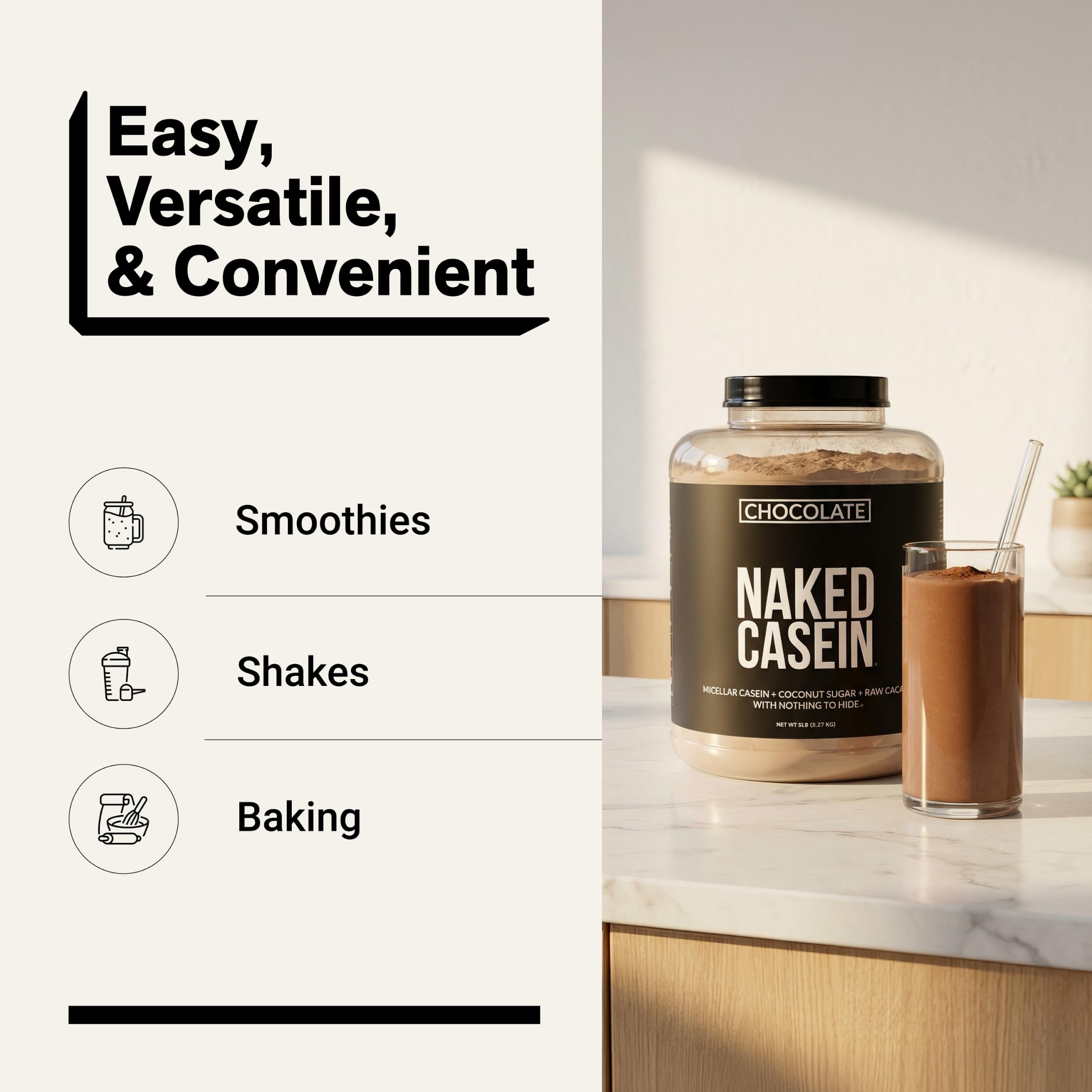 NAKED Chocolate Casein - Chocolate Micellar Casein Protein - 5 Pound Bulk, NSF Certified, GMO-Free, Gluten-Free, Soy-Free, Preservative-Free - Stimulate Muscle Growth - Enhance Recovery - 60 Servings — Amazon image 7