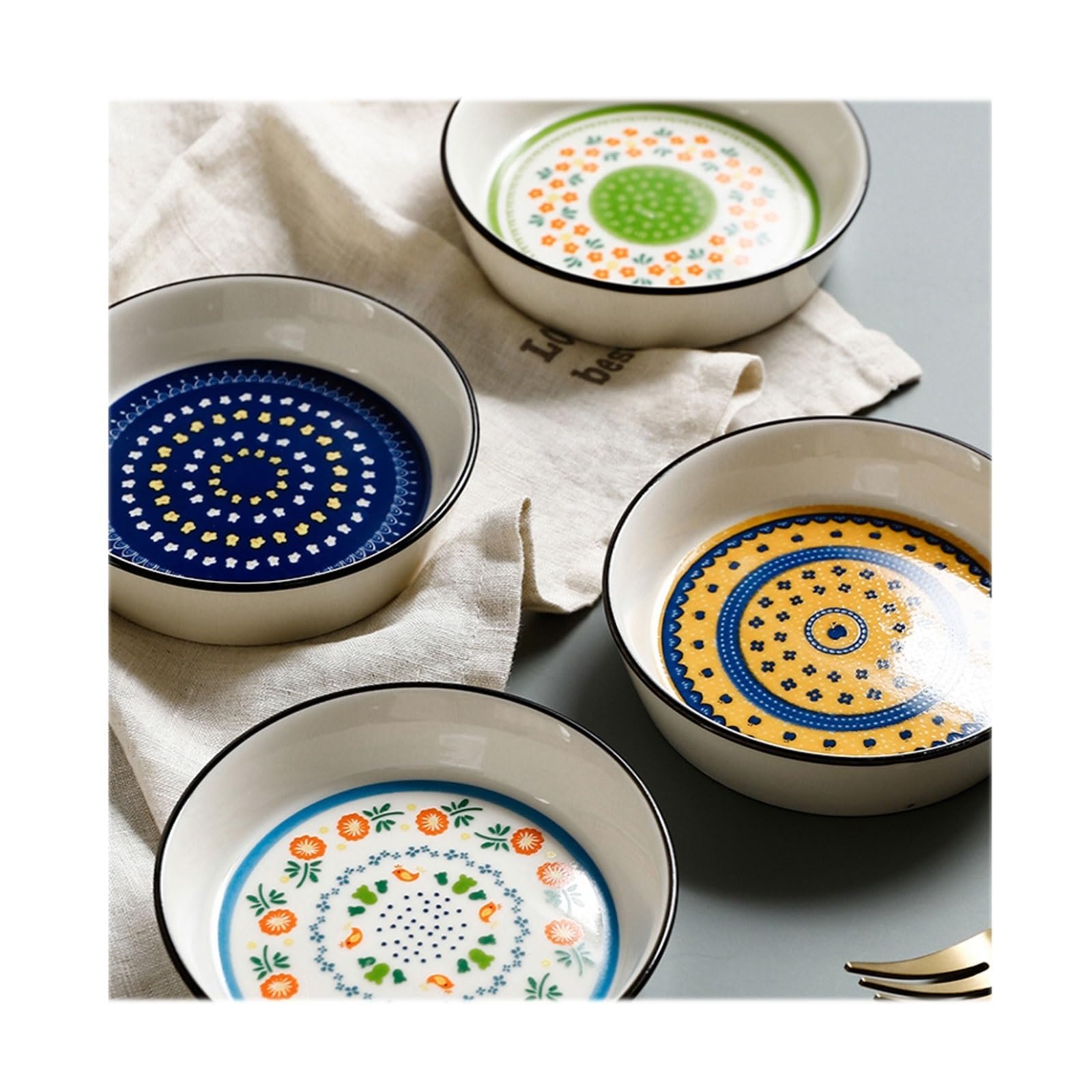 GUERNSEY Snack-Schalen Keramik-Gewürzteller, Porzellan-Butterteller, Süßigkeiten-Teller, Mini-Gewürzteller, Nussschale, rund Snack- und Dipschalen (Color : E)