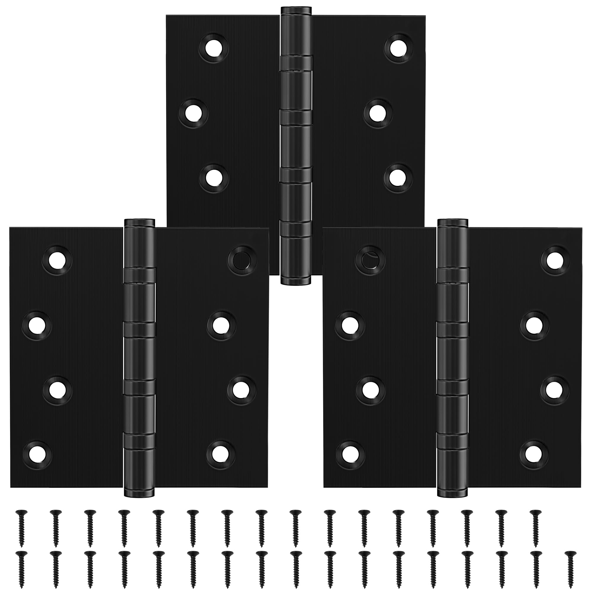 Photo 1 of KOLET Ball Bearing Door Hinges, 4 x 4 Inches Door Hinges, Square Corner Heavy Duty Hinges, Commercial Grade Stainless Steel, Smooth and Non Removable Pin, Matte Black, 3 Pack