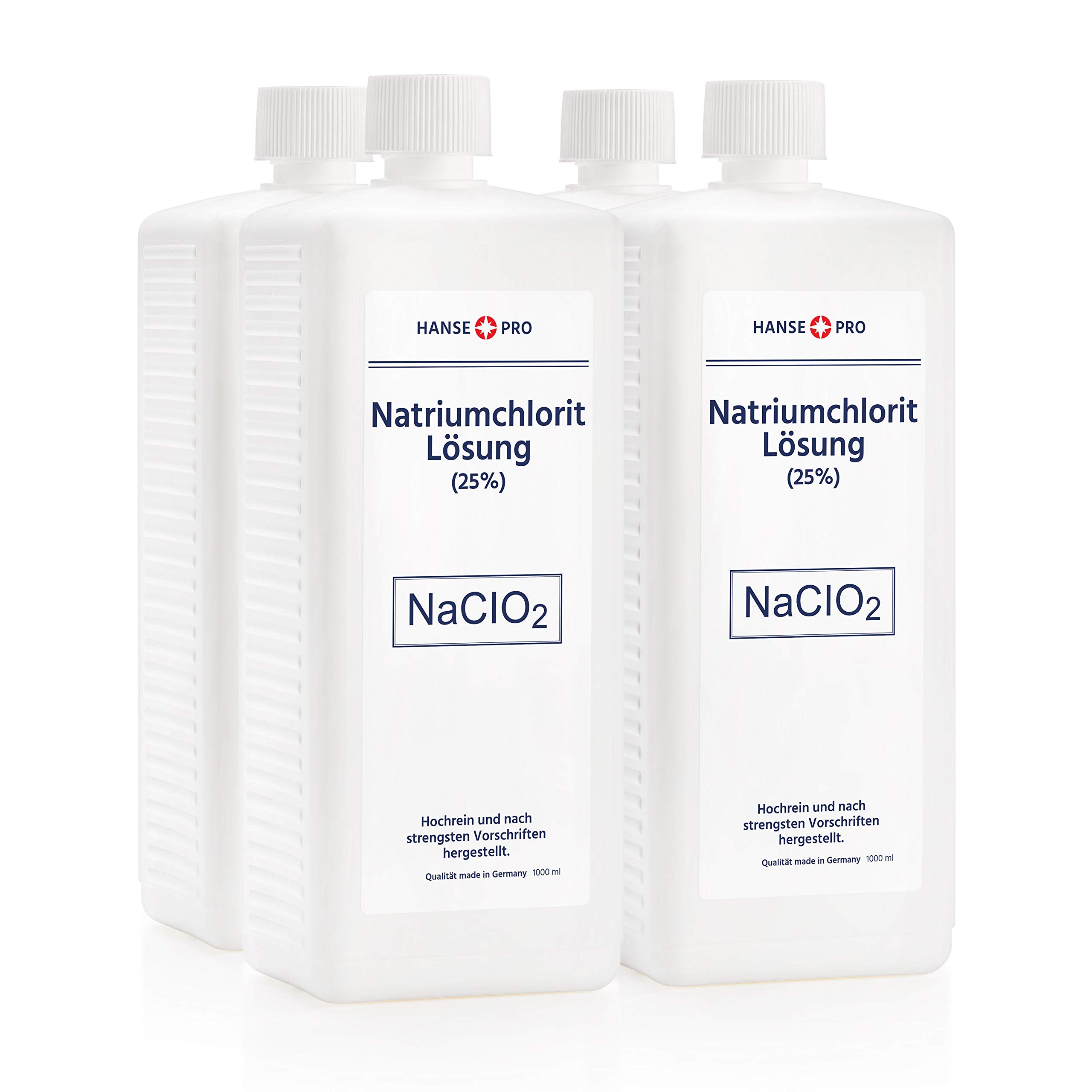 HANSE PRO Natriumchlorit Lösung (25%), 4 x 1000 ml, nach Original-Rezeptur, deutsches Qualitätsprodukt