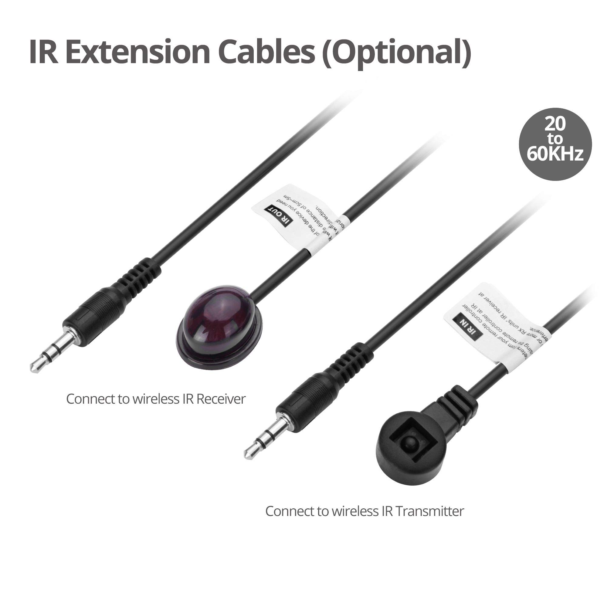 SIIG Pro CE-RC0111-S1 Kit d'extension de télécommande infrarouge Répéteur de signal Amplificateur de signal IR 20 à 60 kHz – Émetteur et récepteur alimentés par USB avec bouton d'appairage – 200 m