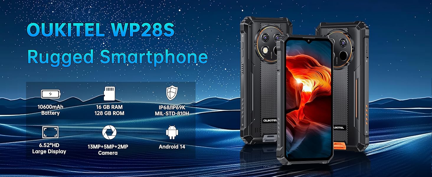 【未開封】 Oukitel WP28 S 16GB/128GB グローバル OUKITEL WP28 S Rugged Phone Unlocked Canada,Android 14 Cell