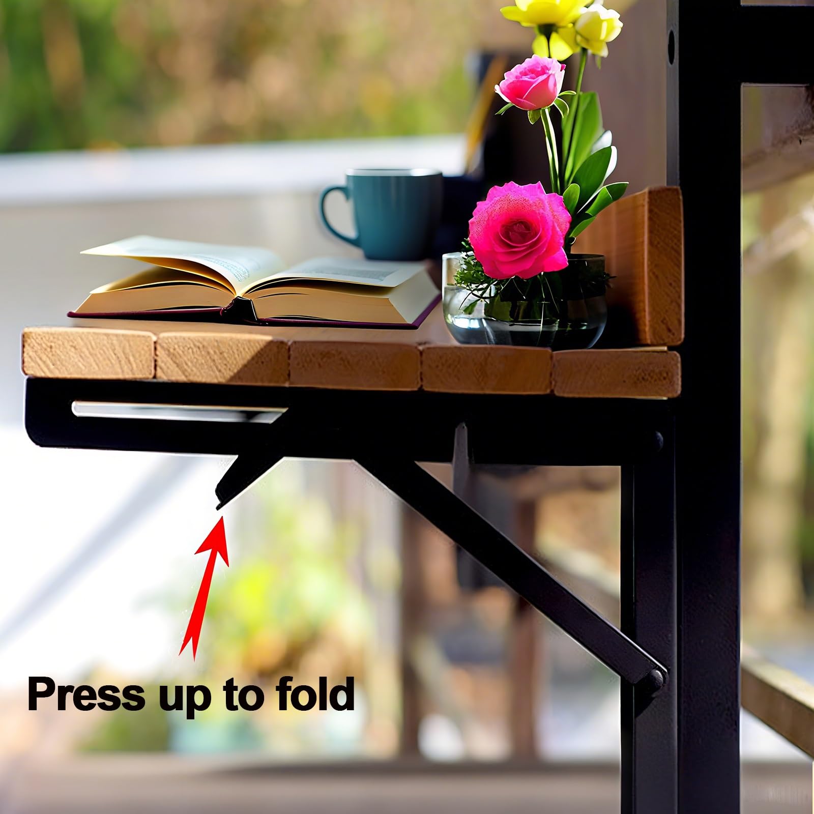 Mesa de balcón plegable para montar en la pared, mesa flotante ajustable, moderna mesa plegable que ahorra espacio, para bebidas y estudio, mesa auxiliar compacta multifuncional